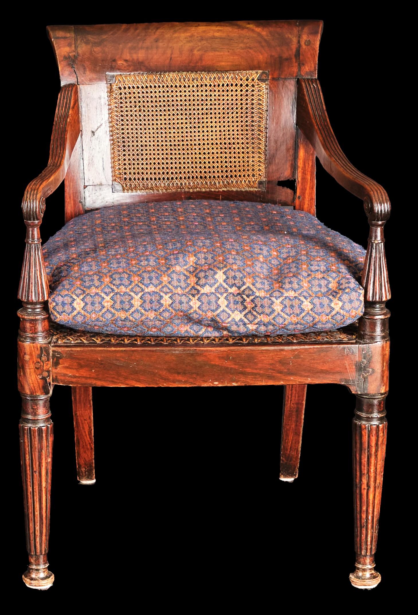 Belle paire de fauteuils anglo-indiens en bois de padouk du 19ème siècle, vers 1830 en vente 2