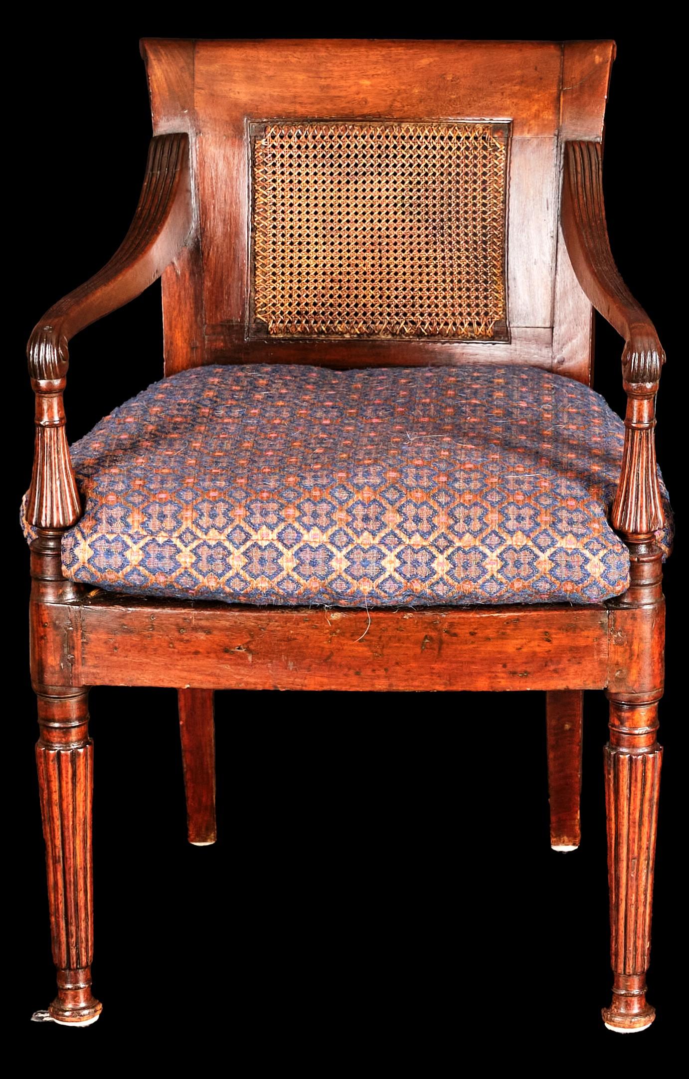 A Handsome Pair of 19th Century Anglo-Indian Padouk Wood Armchairs, Circa 1830 For Sale 5