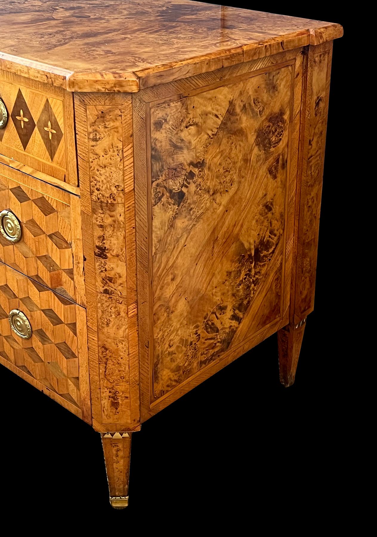 A Handsome Swedish Gustavian Alder Root Parquetry Chest For Sale 4