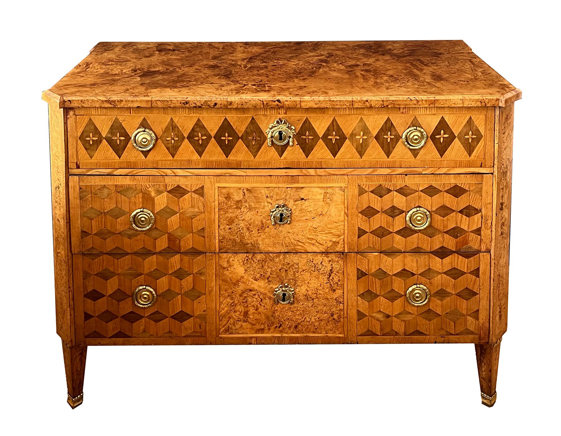 A Handsome Swedish Gustavian Alder Root Parquetry Chest For Sale 1