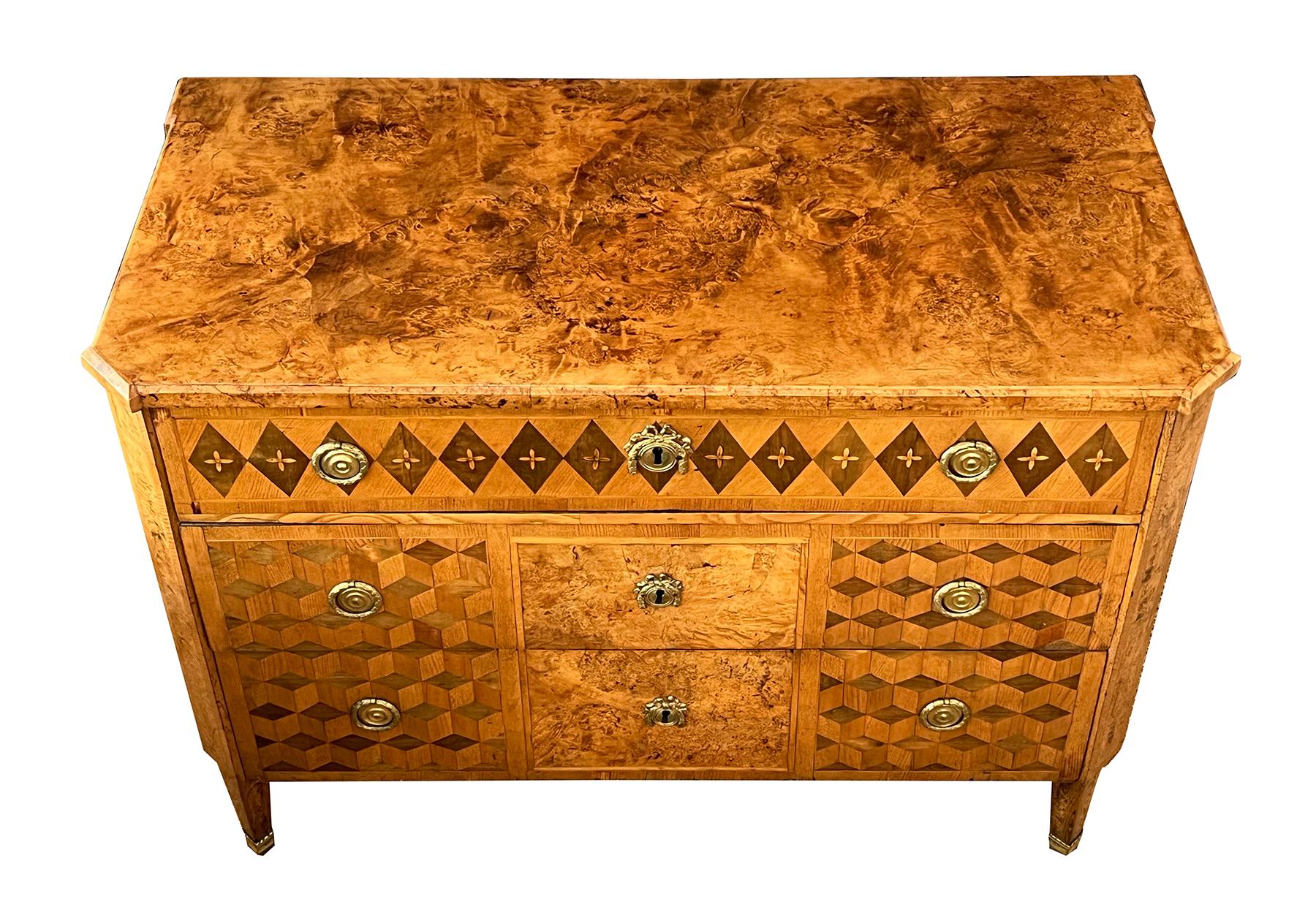 A Handsome Swedish Gustavian Alder Root Parquetry Chest For Sale 2