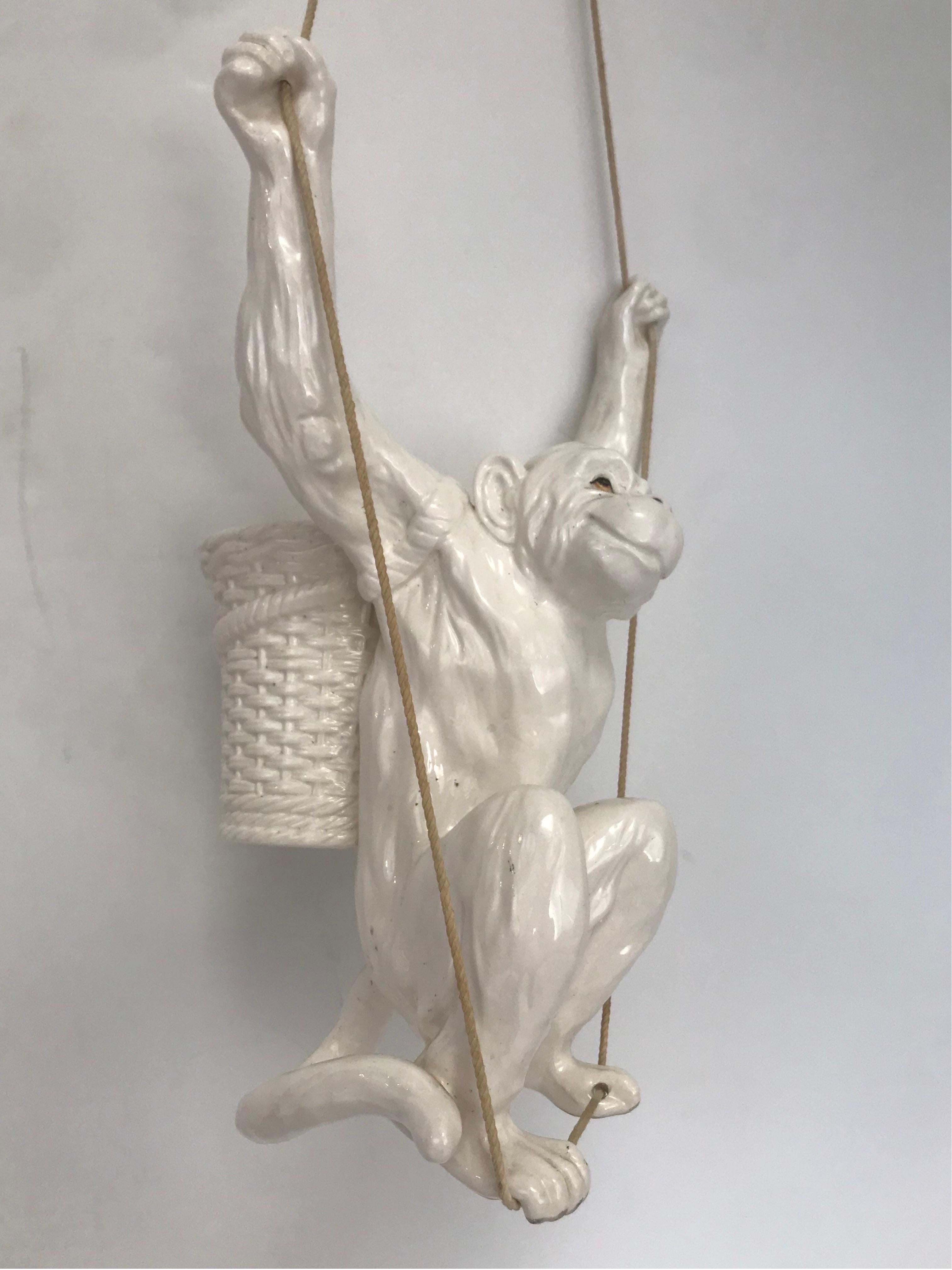 Hanging Ceramic Monkey Planter by Fits and Floyd, 1976 For Sale 5