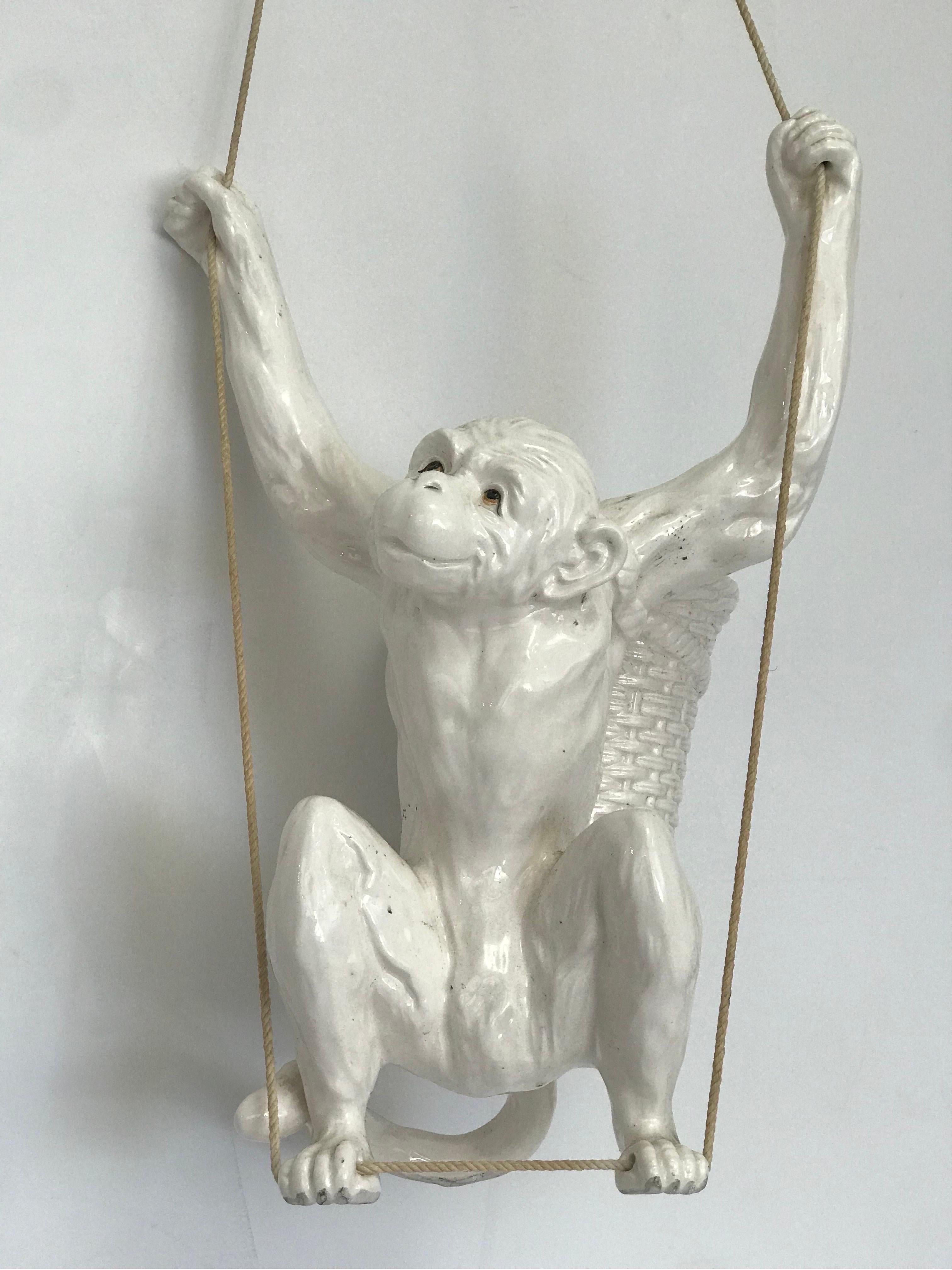 Hanging Ceramic Monkey Planter by Fits and Floyd, 1976 For Sale 7