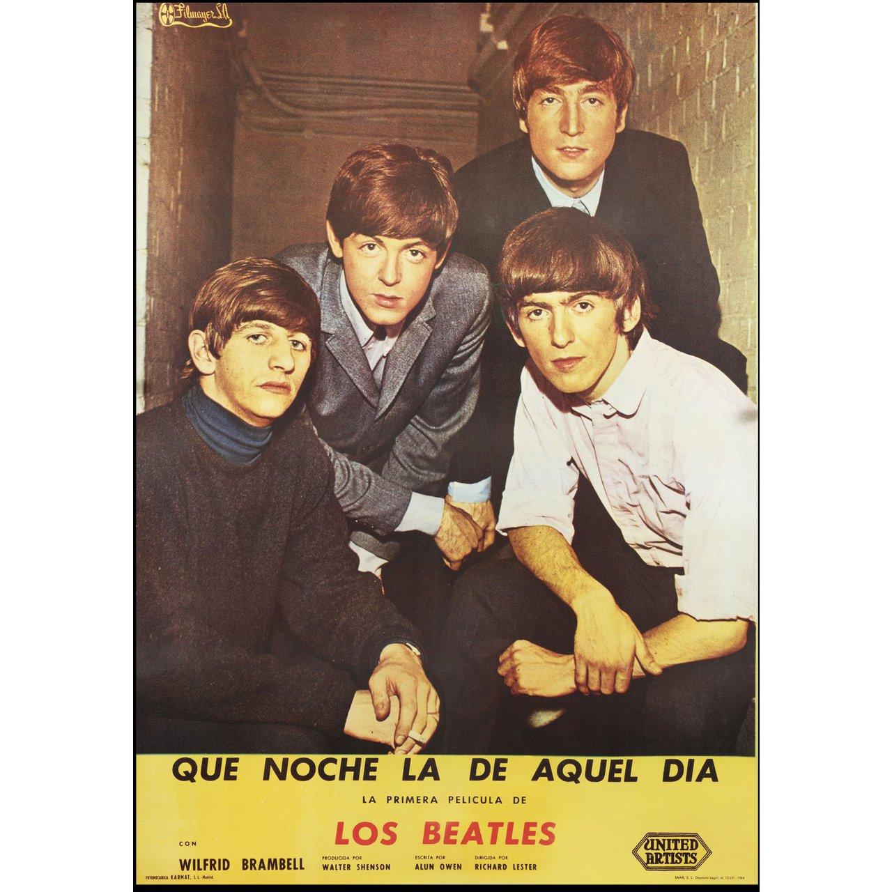 Original 1964 Spanish B1 poster for the film A Hard Day's Night directed by Richard Lester with The Beatles / John Lennon / Paul McCartney / George Harrison. Fine condition, linen-backed. This poster has been professionally linen-backed. Please