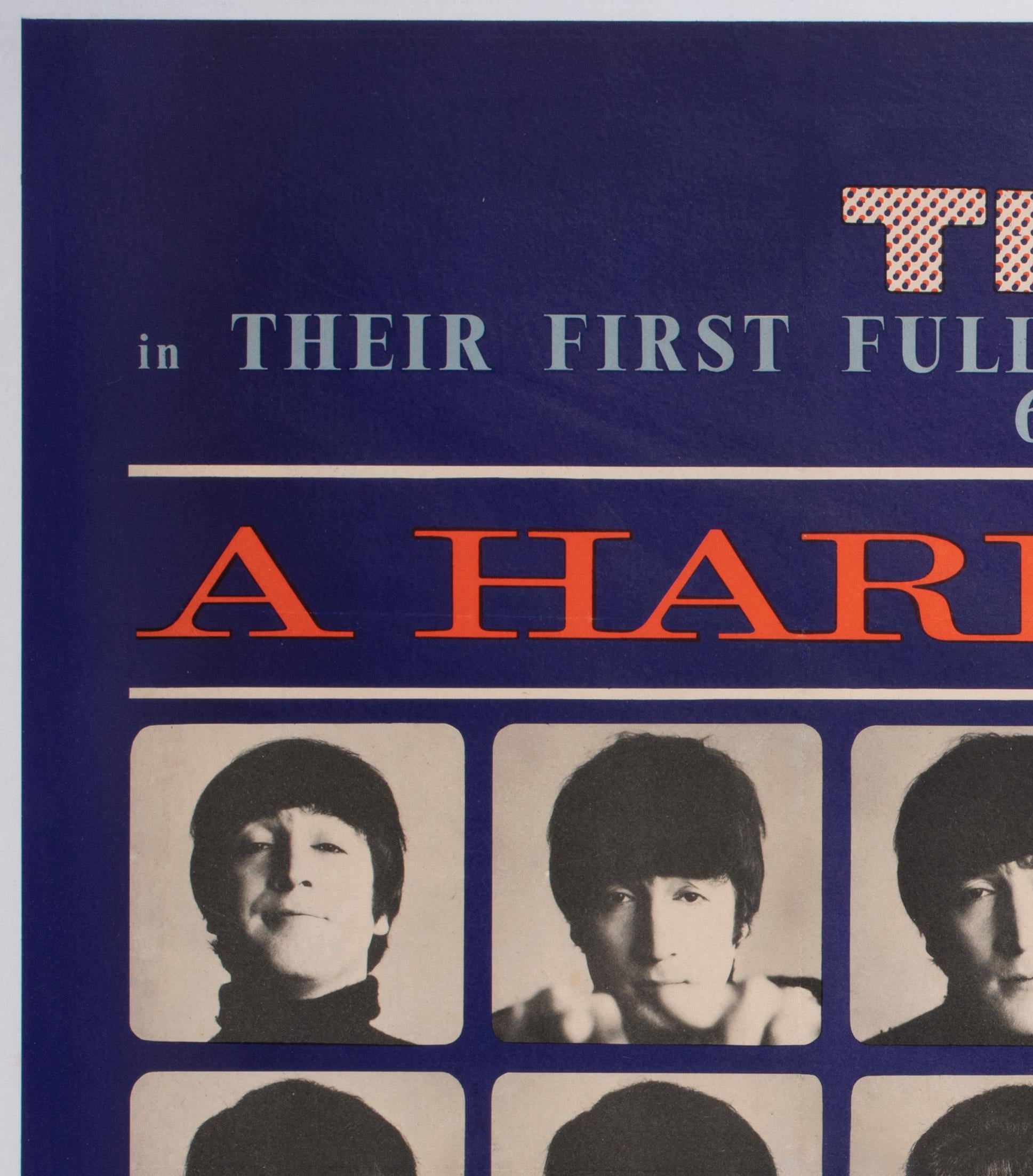 British A Hard Day's Night 1964 UK Quad Film Poster, THE BEATLES