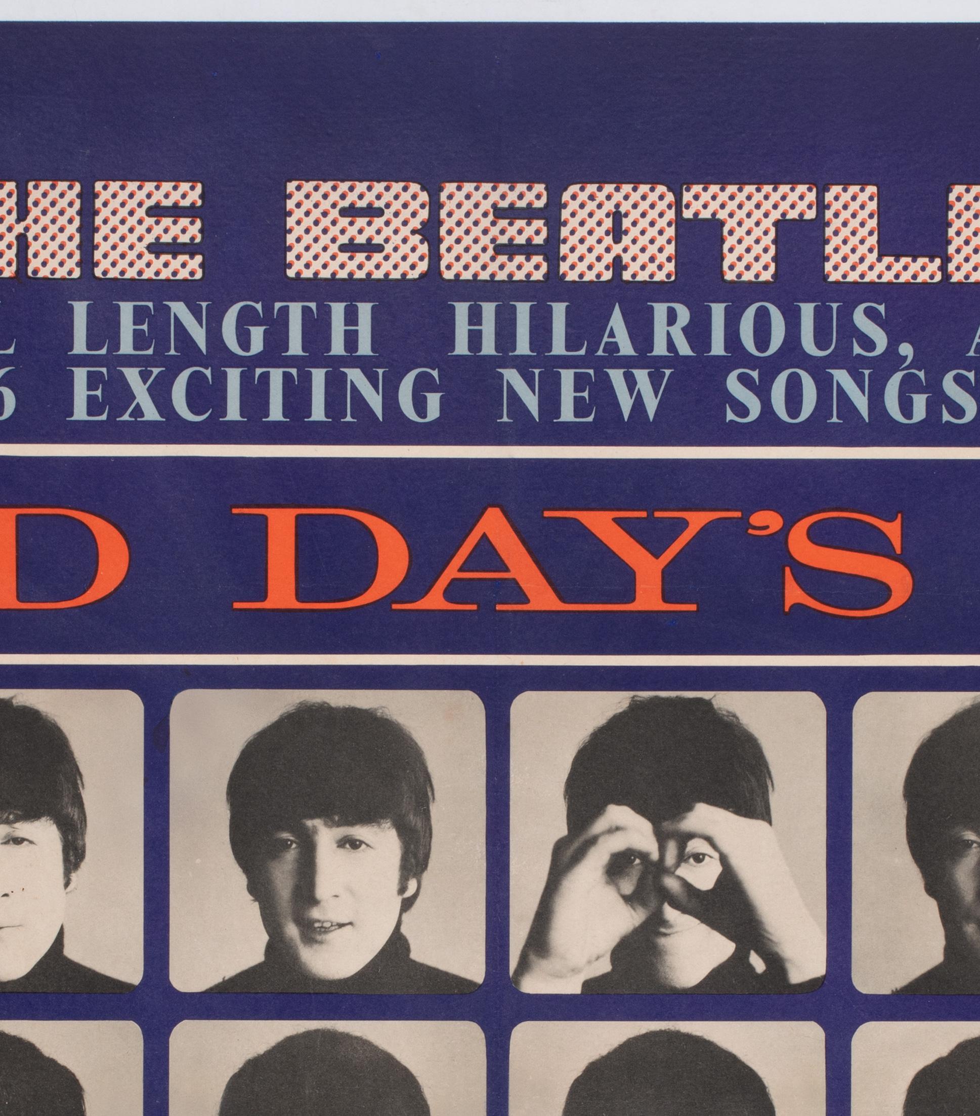 A Hard Day's Night 1964 UK Quad Film Poster, THE BEATLES In Good Condition In Bath, Somerset