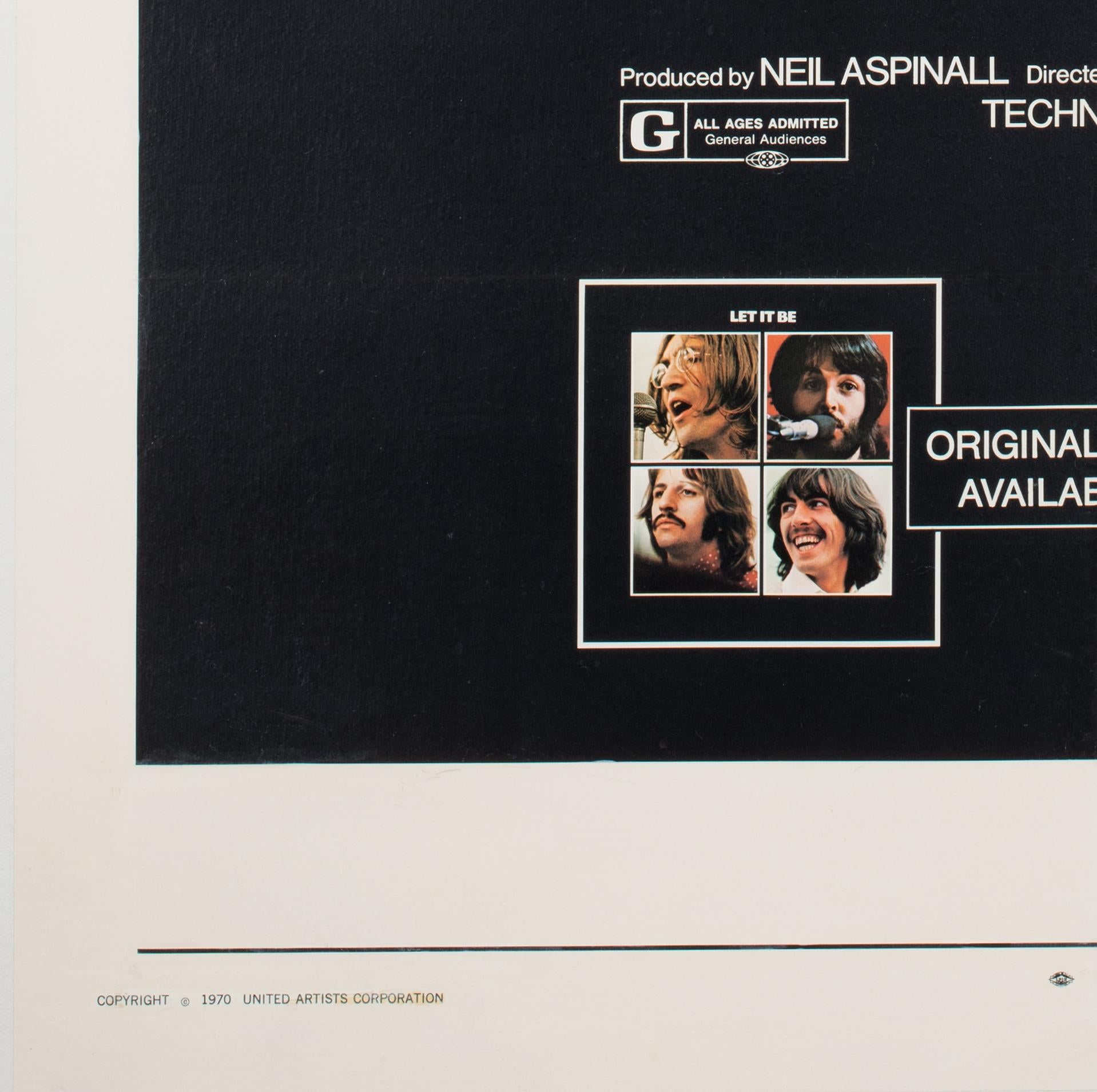 Linen Let It Be The Beatles 1970 US 1 Sheet Film Poster For Sale