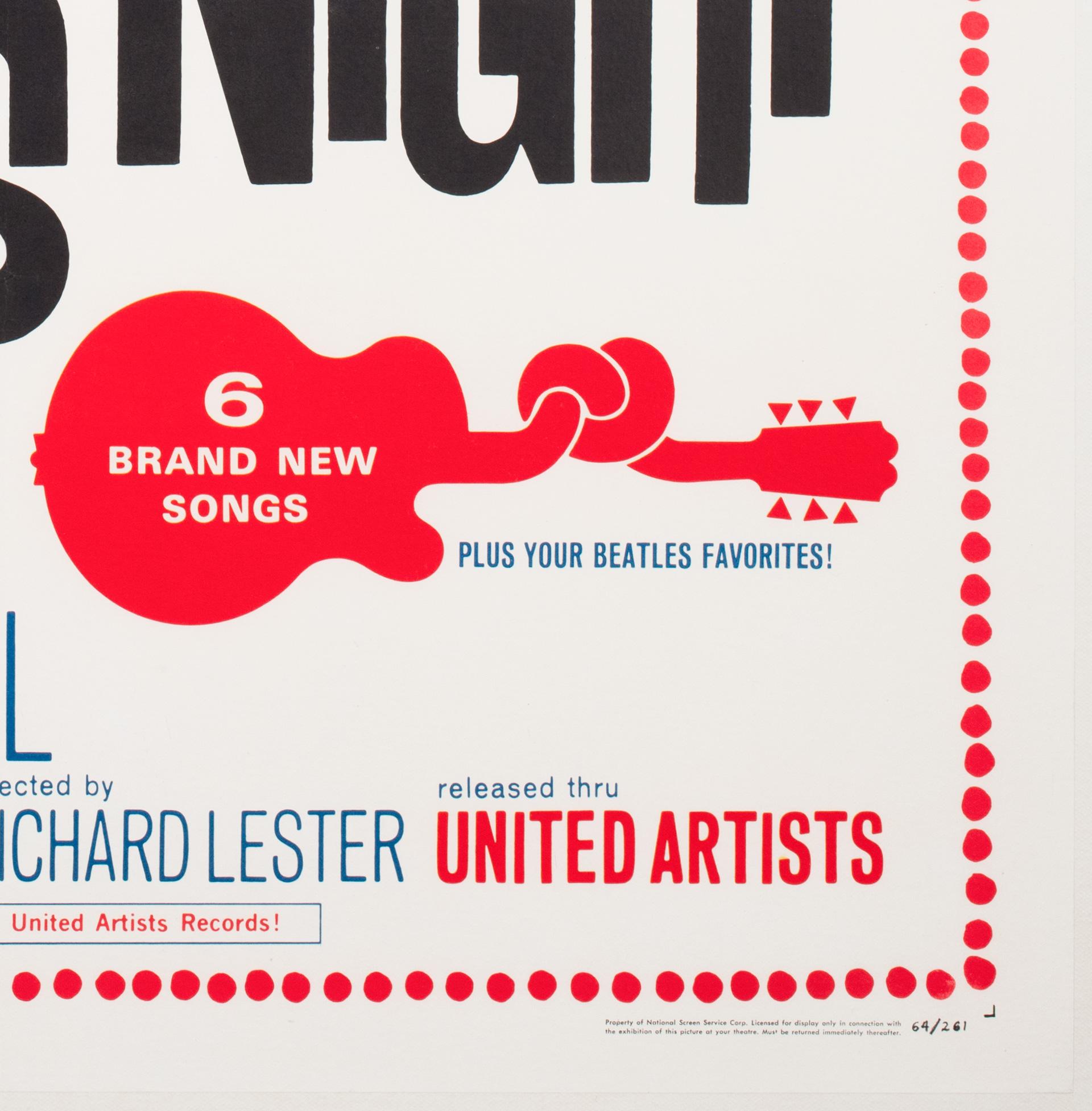 A HARD DAY'S NIGHT THE BEATLES US 1 SHEET Film Movie Poster, 1964 JOSEPH CAROFF en venta 2