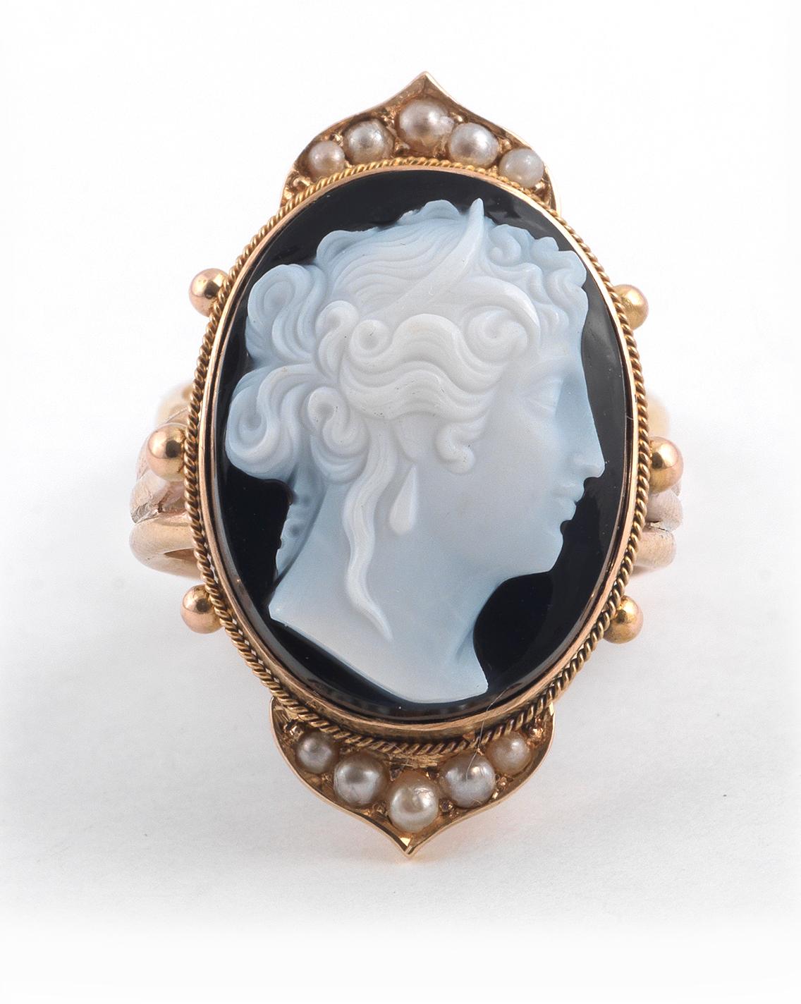 Victorian Hardstone Agate Cameo Ring