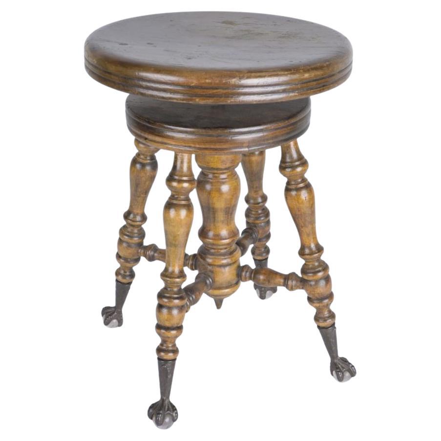 A Hardwood Adjustable Revolving Stool, Late 19th Century
