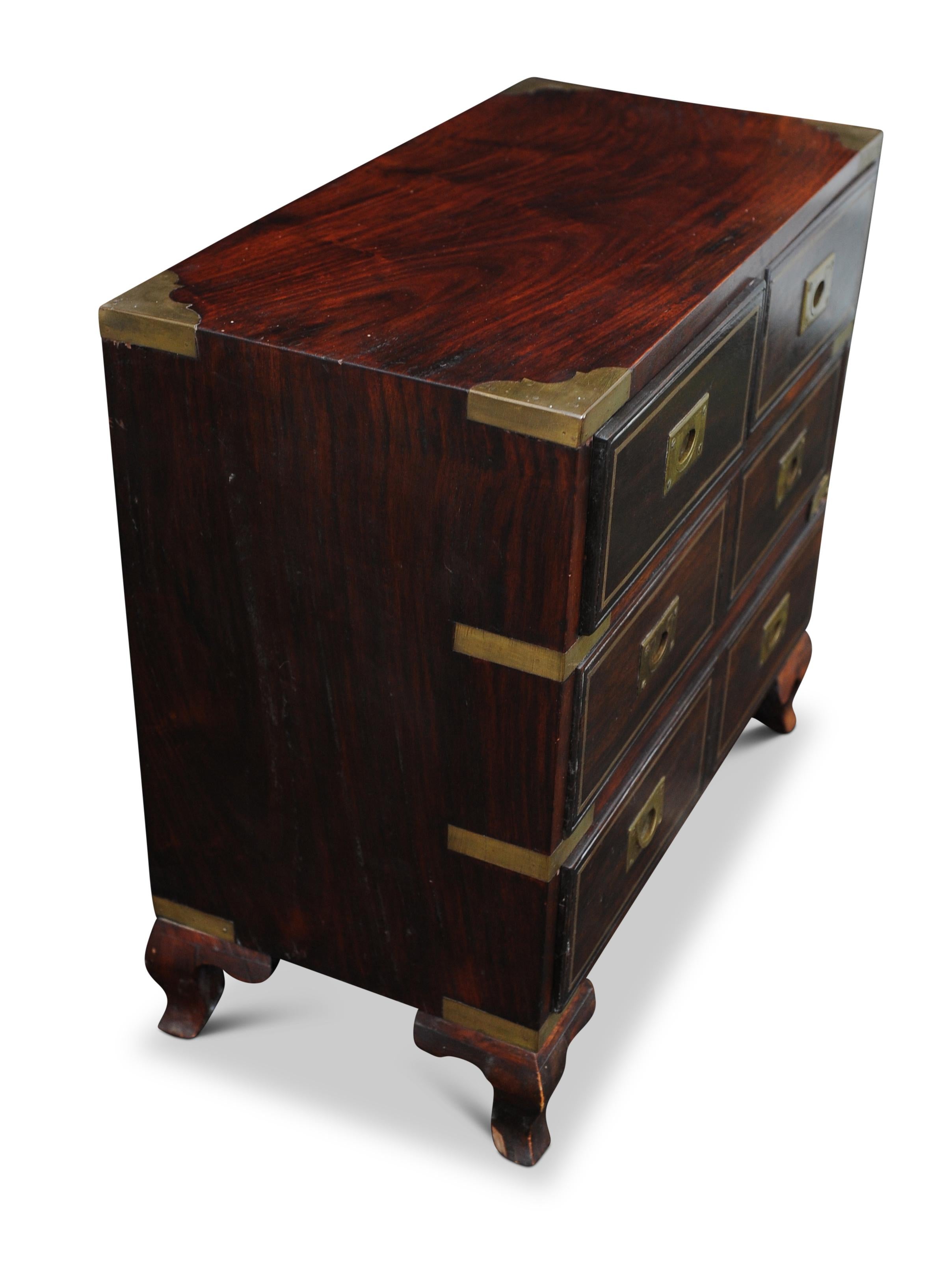 20th Century Hardwood Campaign Brass Bound Chest of Two Short and Two Long Drawers For Sale