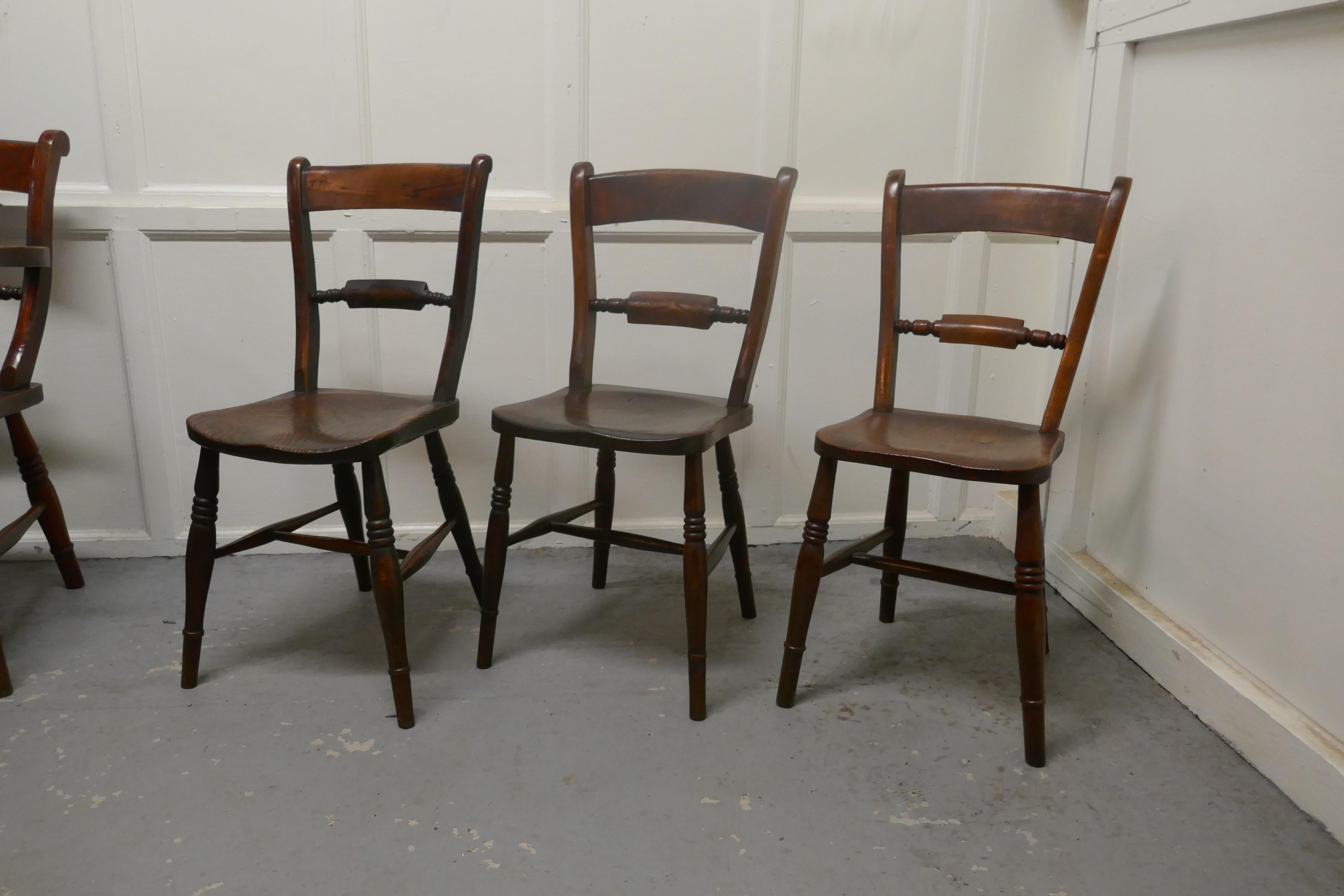 Harlequin Set of 6 Victorian Beech and Elm Rope Back Kitchen Chairs 2