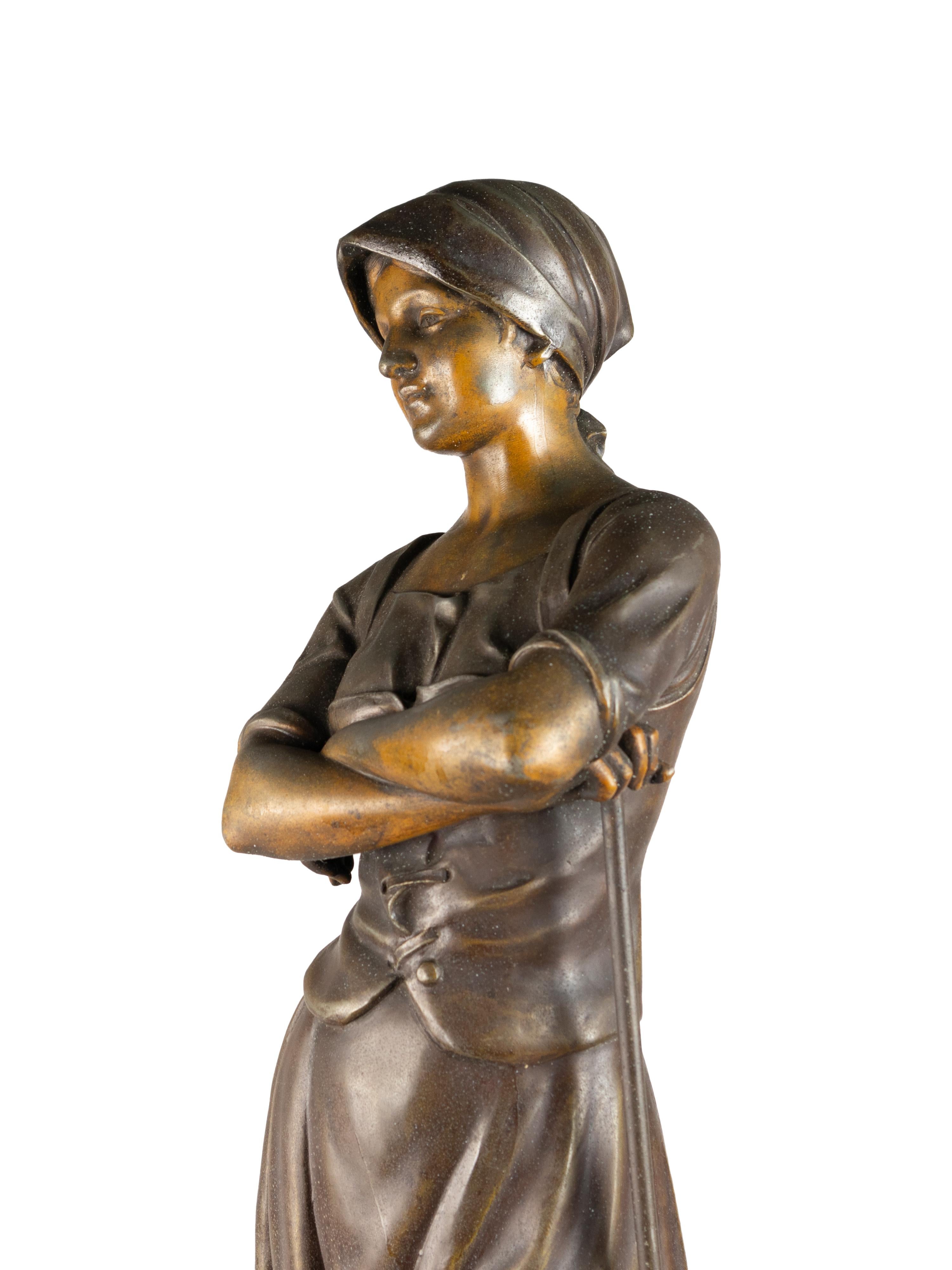 Statua della ragazza che raccoglie di A . J . Scotte (1885-1905) in vendita 4