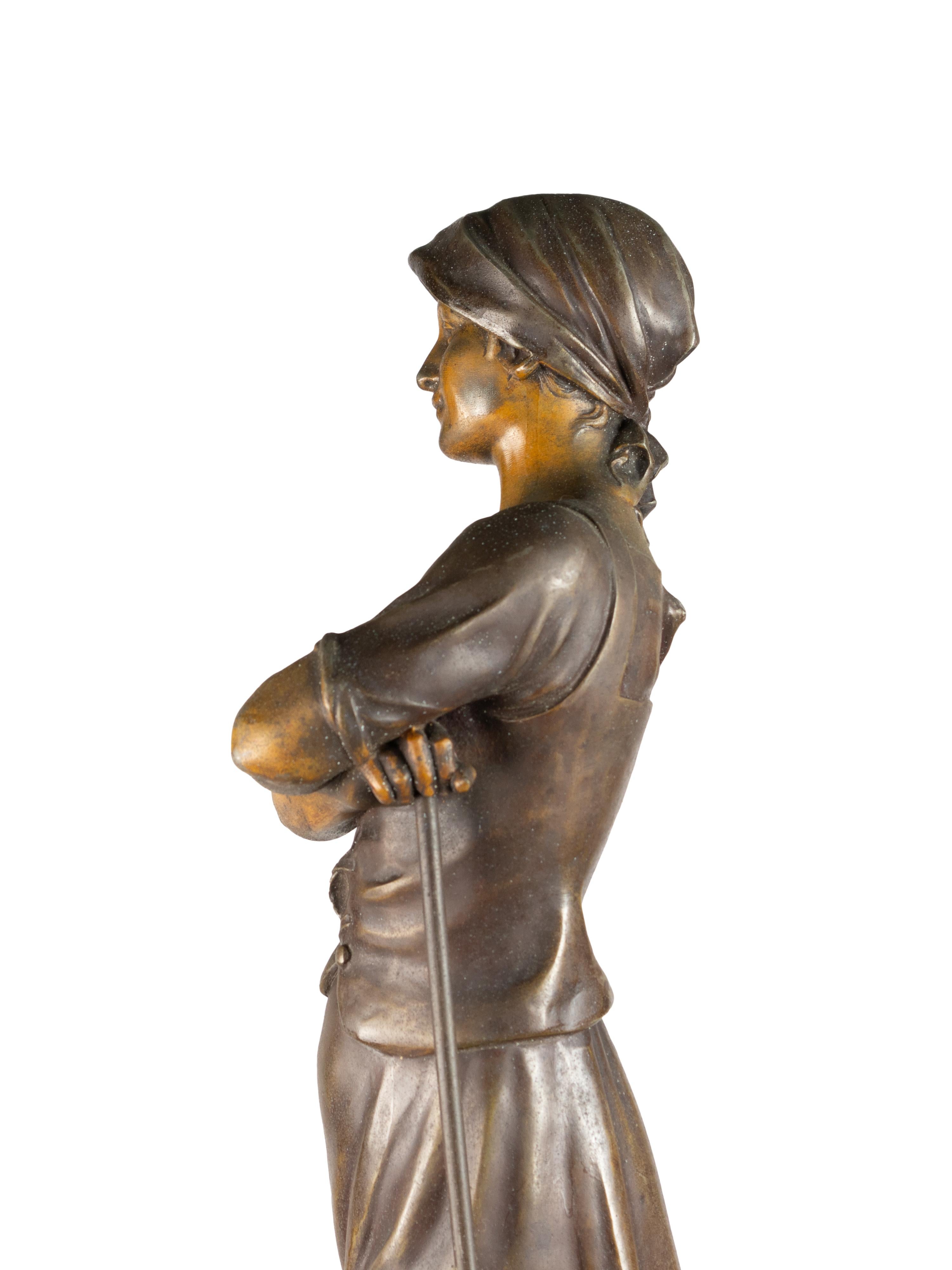 Statua della ragazza che raccoglie di A . J . Scotte (1885-1905) in vendita 5