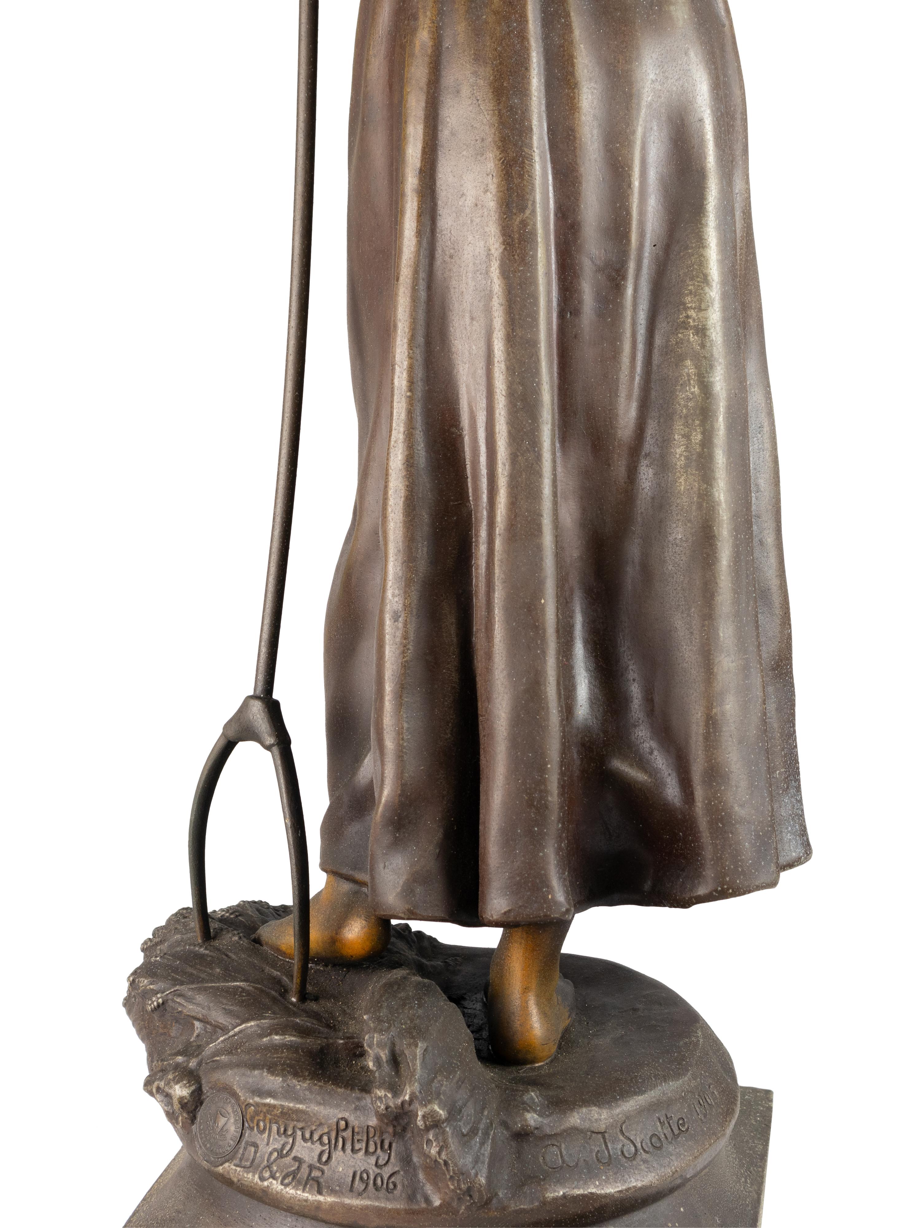 Statua della ragazza che raccoglie di A . J . Scotte (1885-1905) in vendita 8