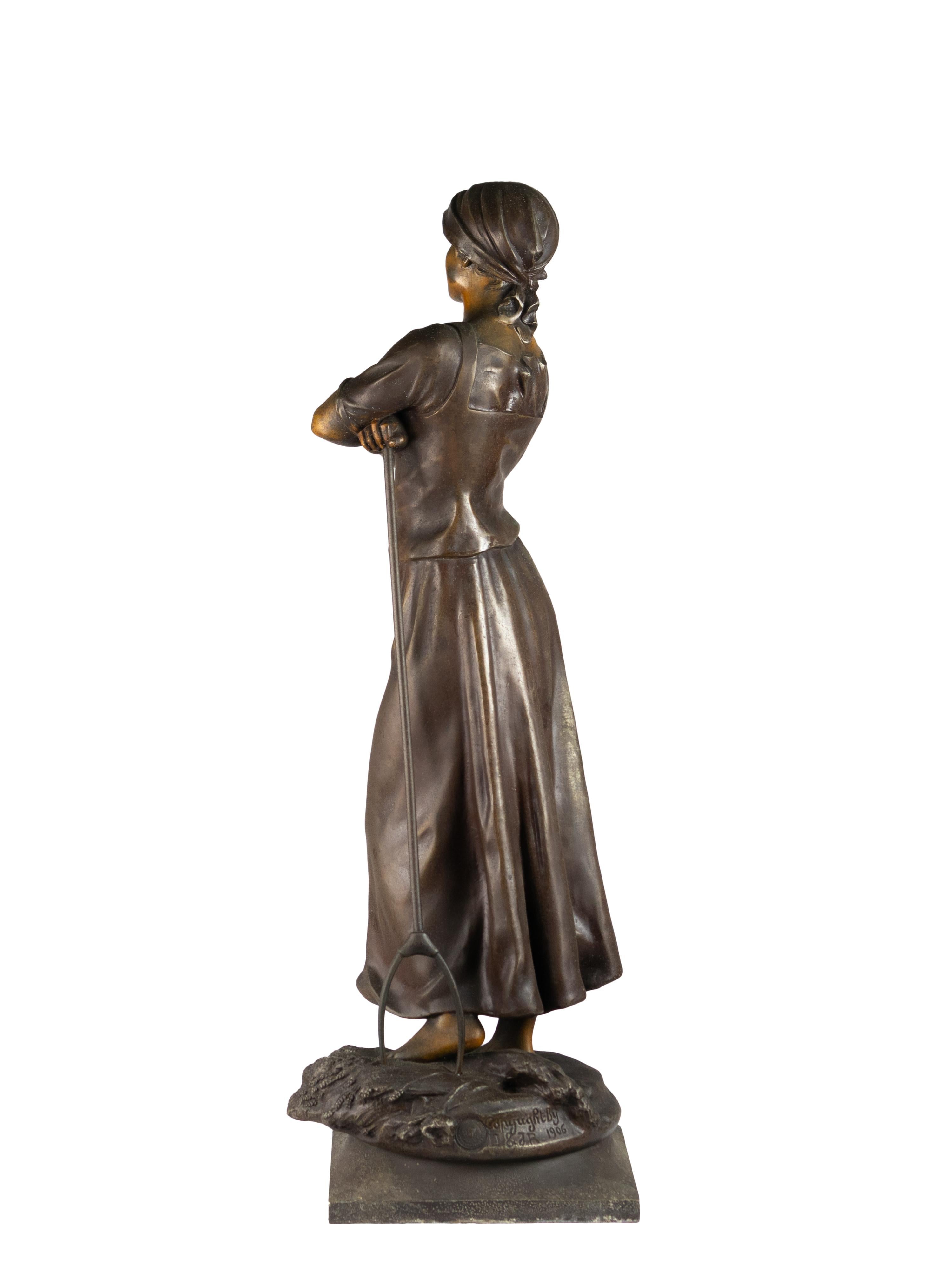 Neoclassico Statua della ragazza che raccoglie di A . J . Scotte (1885-1905) in vendita