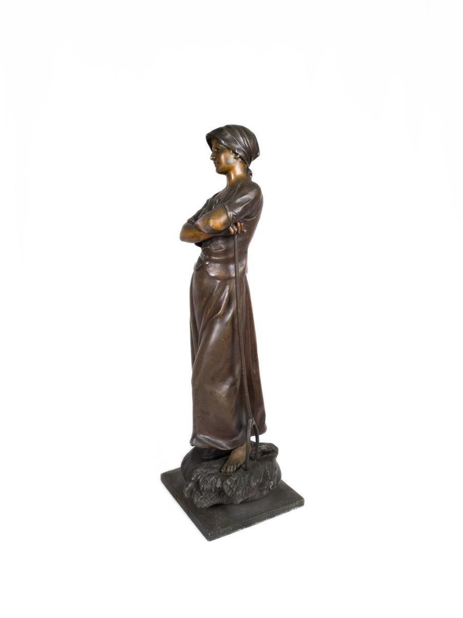 French A Harvesting Girl Statue by A . J . Scotte (1885-1905) For Sale