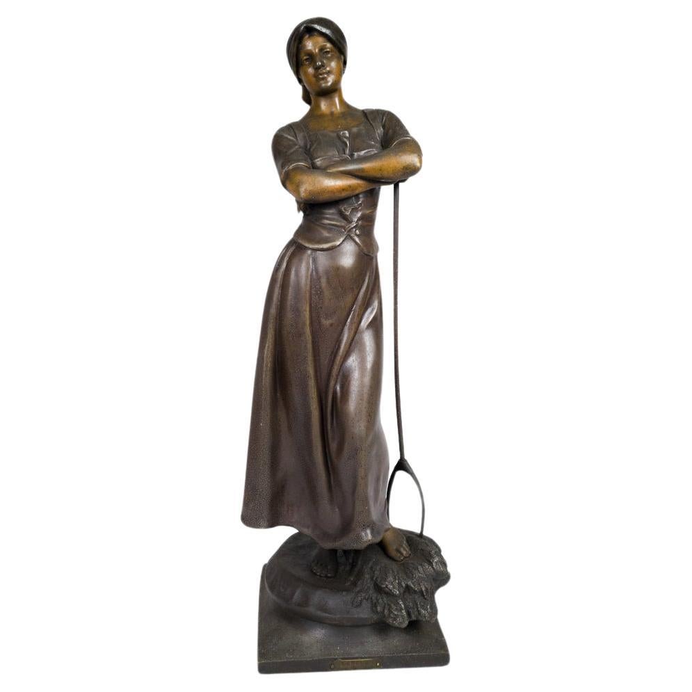 A Harvesting Girl Statue by A . J . Scotte (1885-1905) For Sale