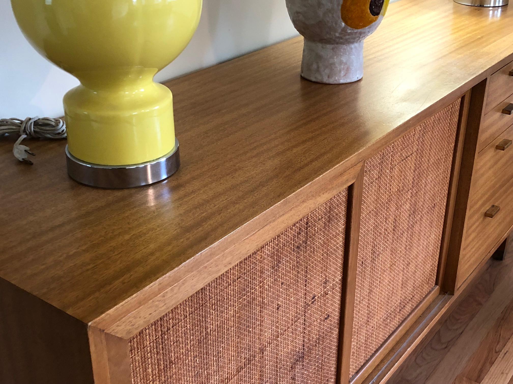 Mid-Century Modern Harvey Probber Credenza with Caned Panels