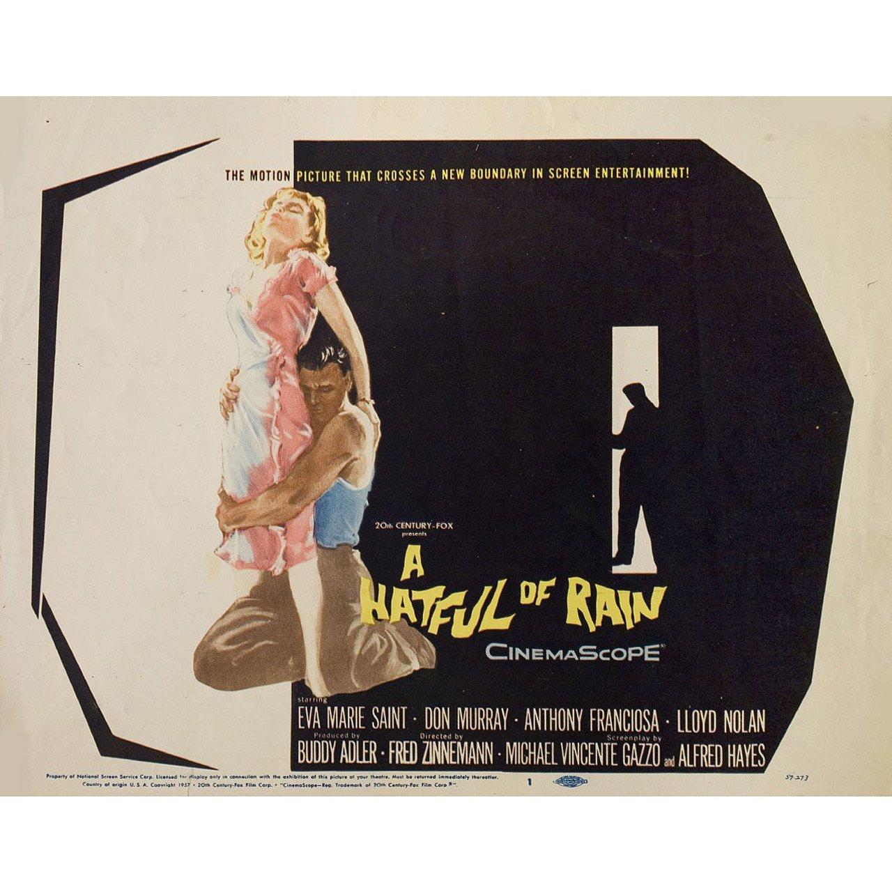Original 1957 U.S. title card for the film “A Hatful of Rain” directed by Fred Zinnemann with Don Murray / Eva Marie Saint / Anthony Franciosa / Lloyd Nolan. Fine condition. Please note: the size is stated in inches and the actual size can vary by