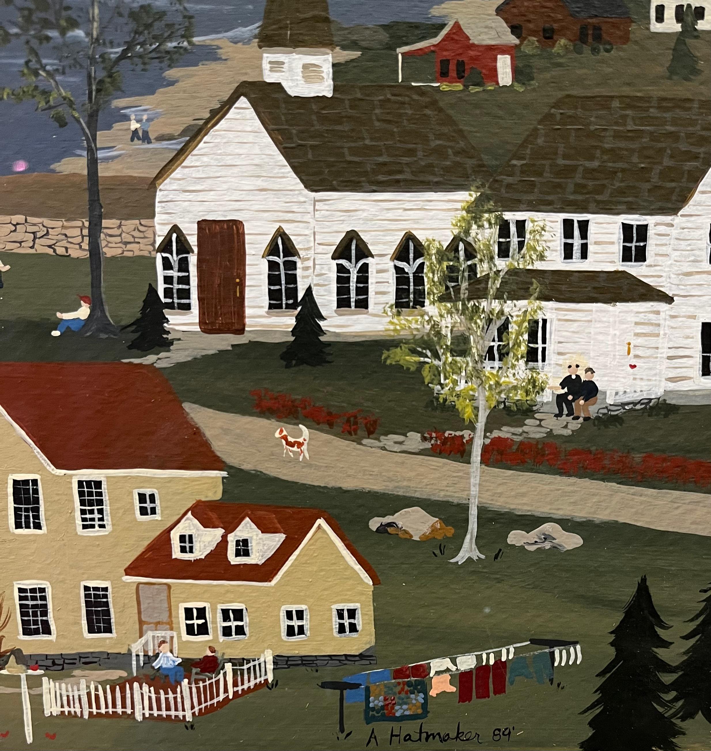 The New England Townes am Meer – Painting von A. Hatmaker