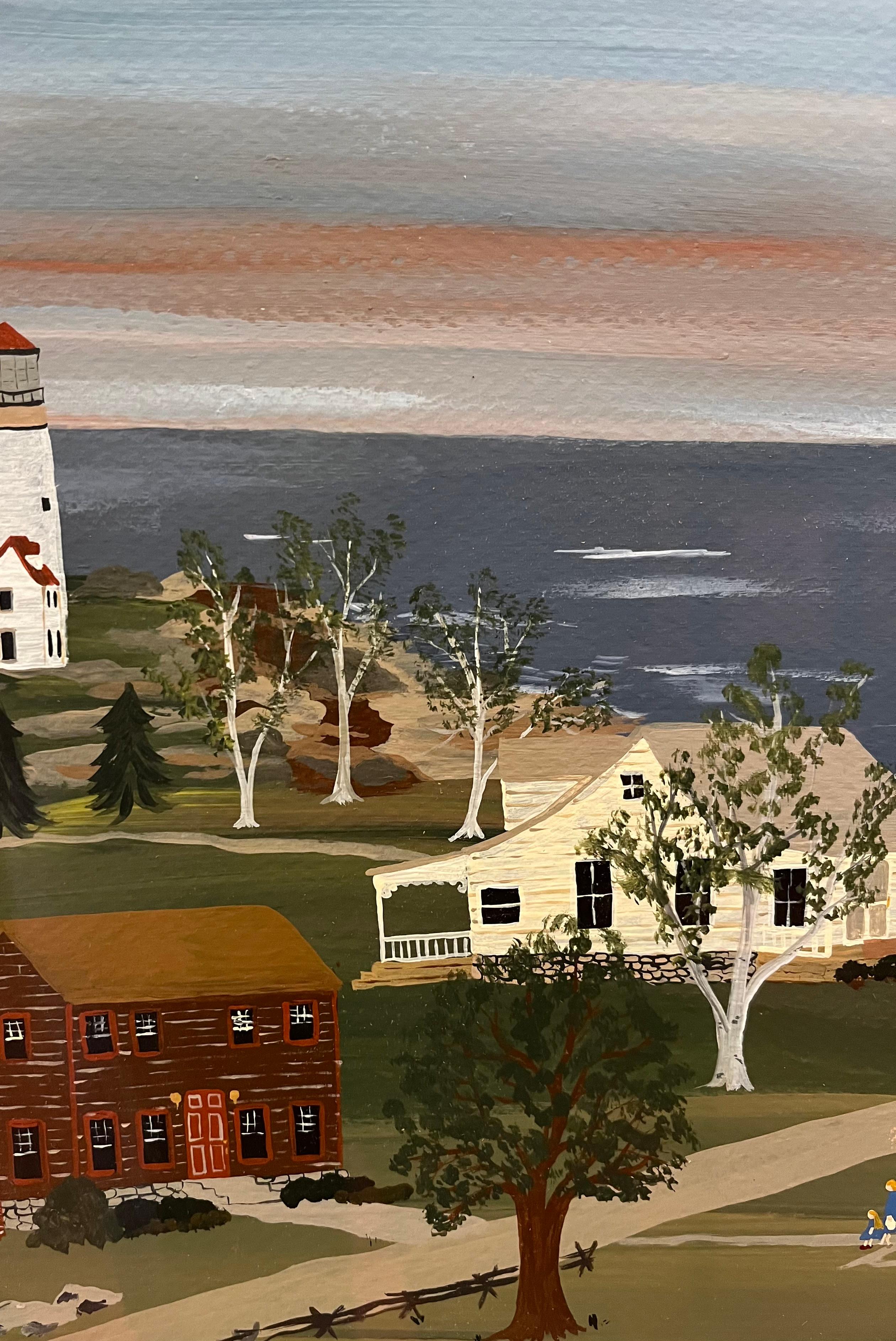 The New England Townes am Meer (Volkskunst), Painting, von A. Hatmaker