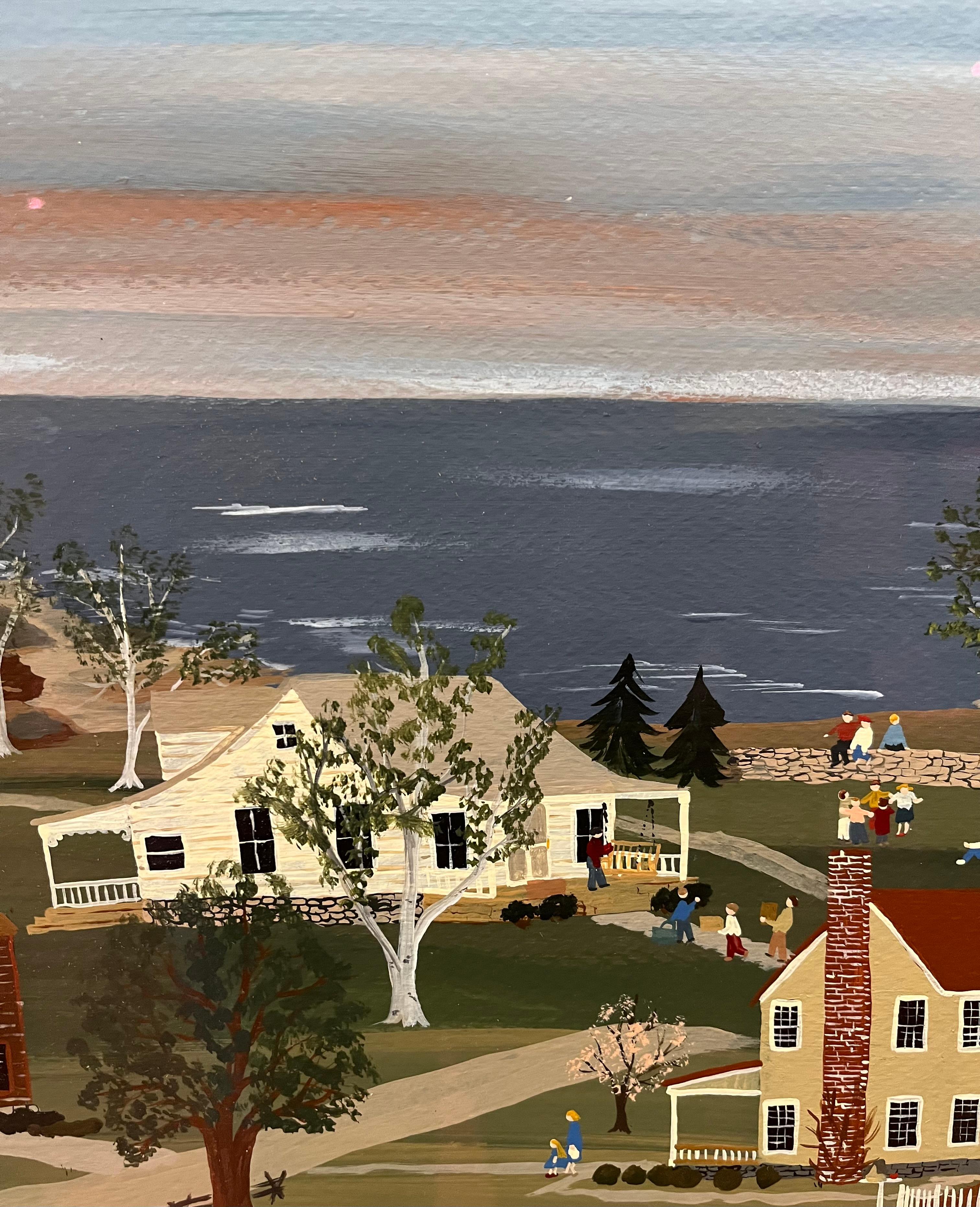 The New England Townes am Meer (Grau), Landscape Painting, von A. Hatmaker