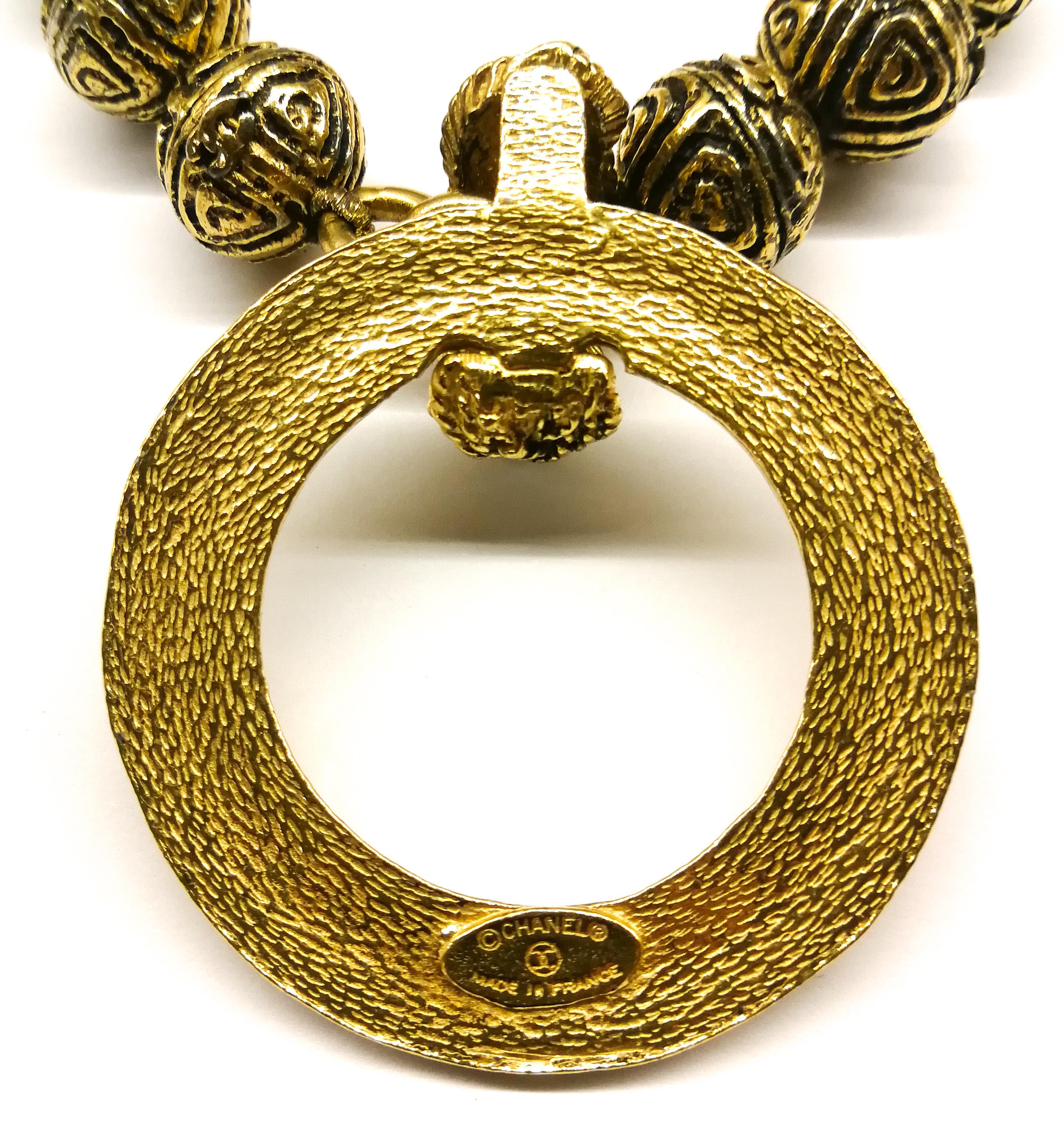 A heavily engraved gilt ball and circle logo necklace, Chanel, France, 1980s 2