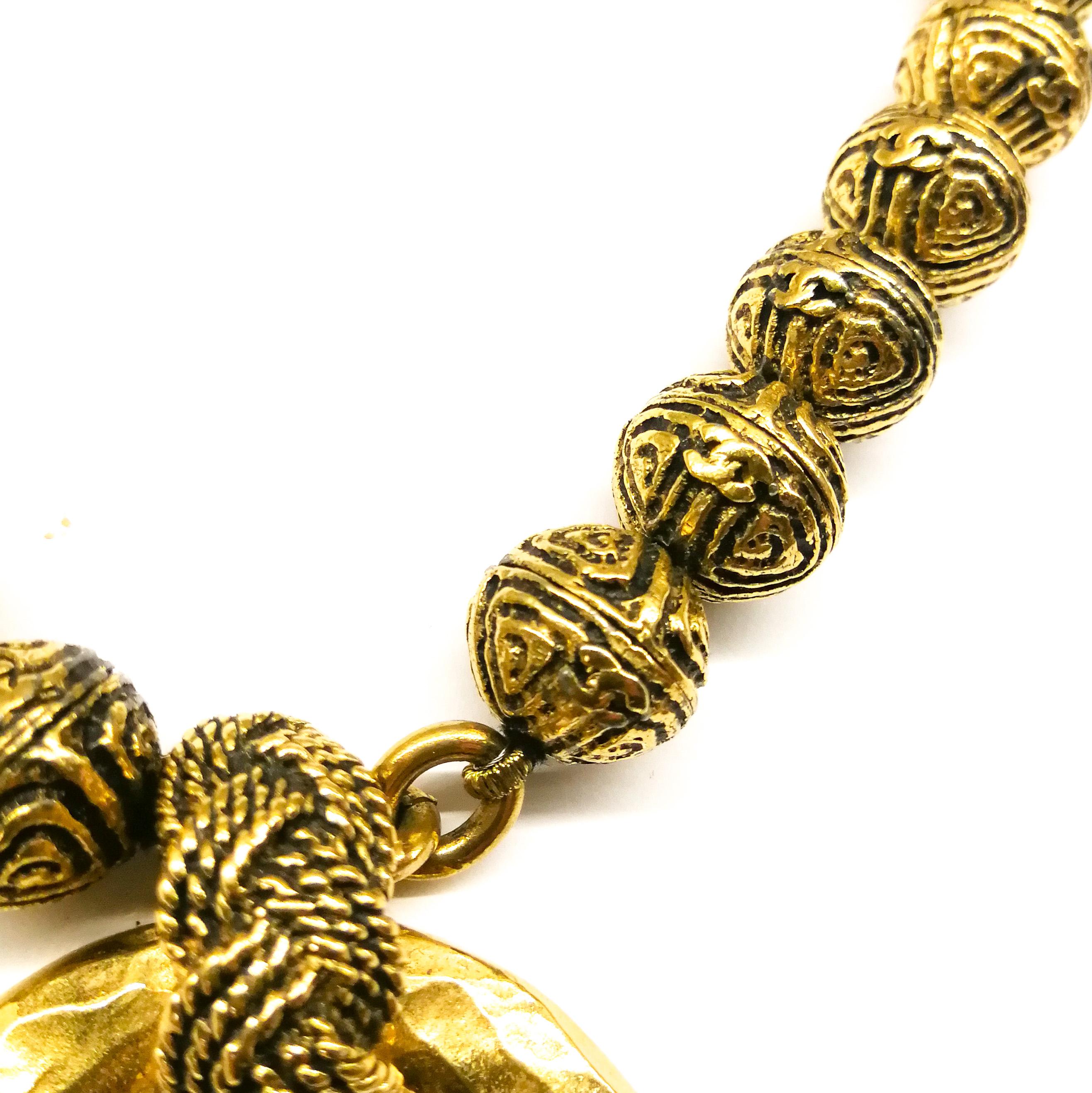 A heavily engraved gilt ball and circle logo necklace, Chanel, France, 1980s 3