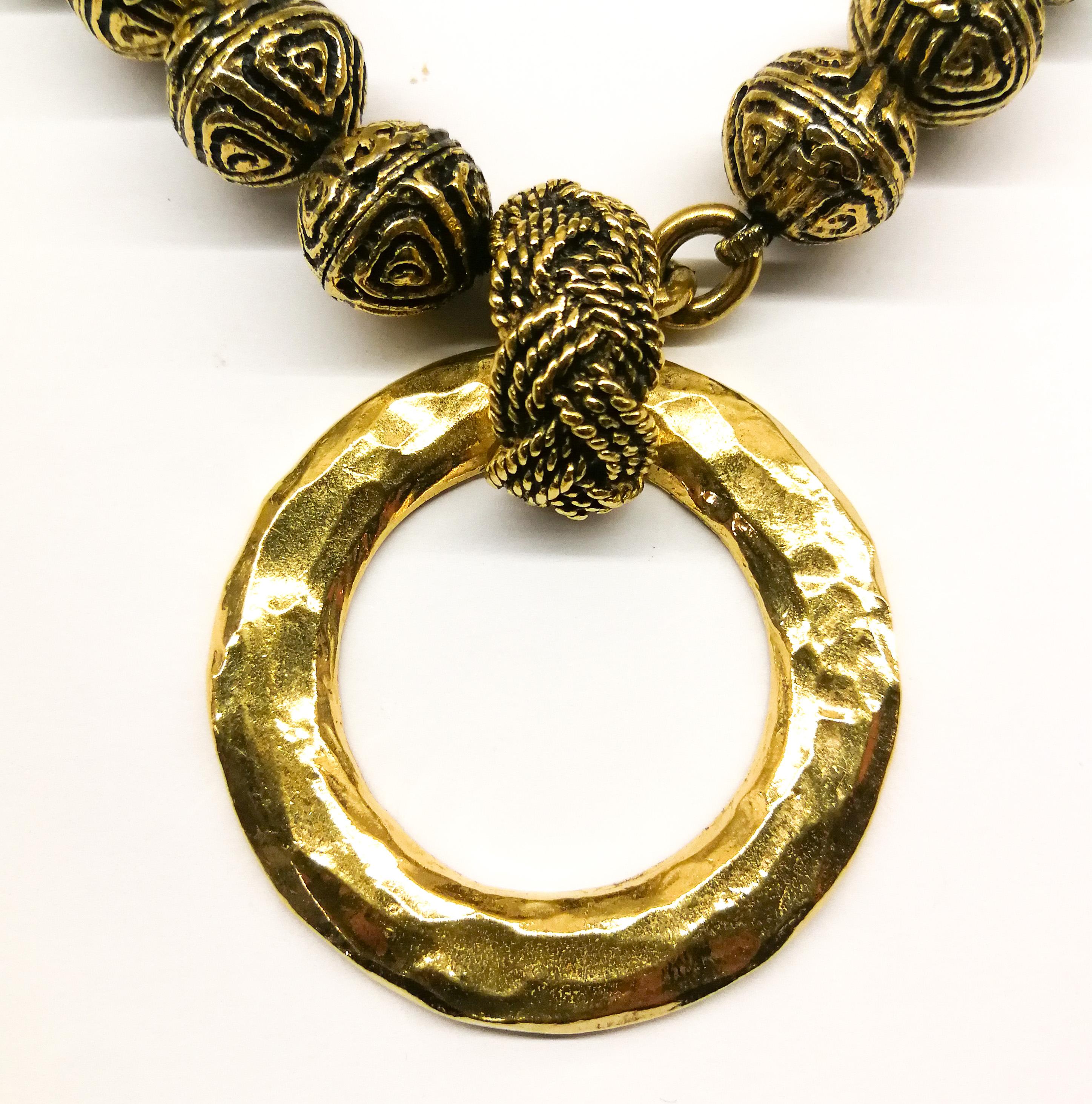 A heavily engraved gilt ball and circle logo necklace, Chanel, France, 1980s 4