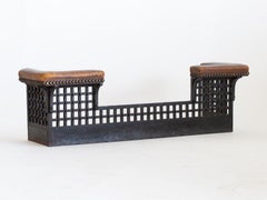 A Heavy Black Wrought Iron Blacksmith made Fireplace Club Fender Brutalist Form