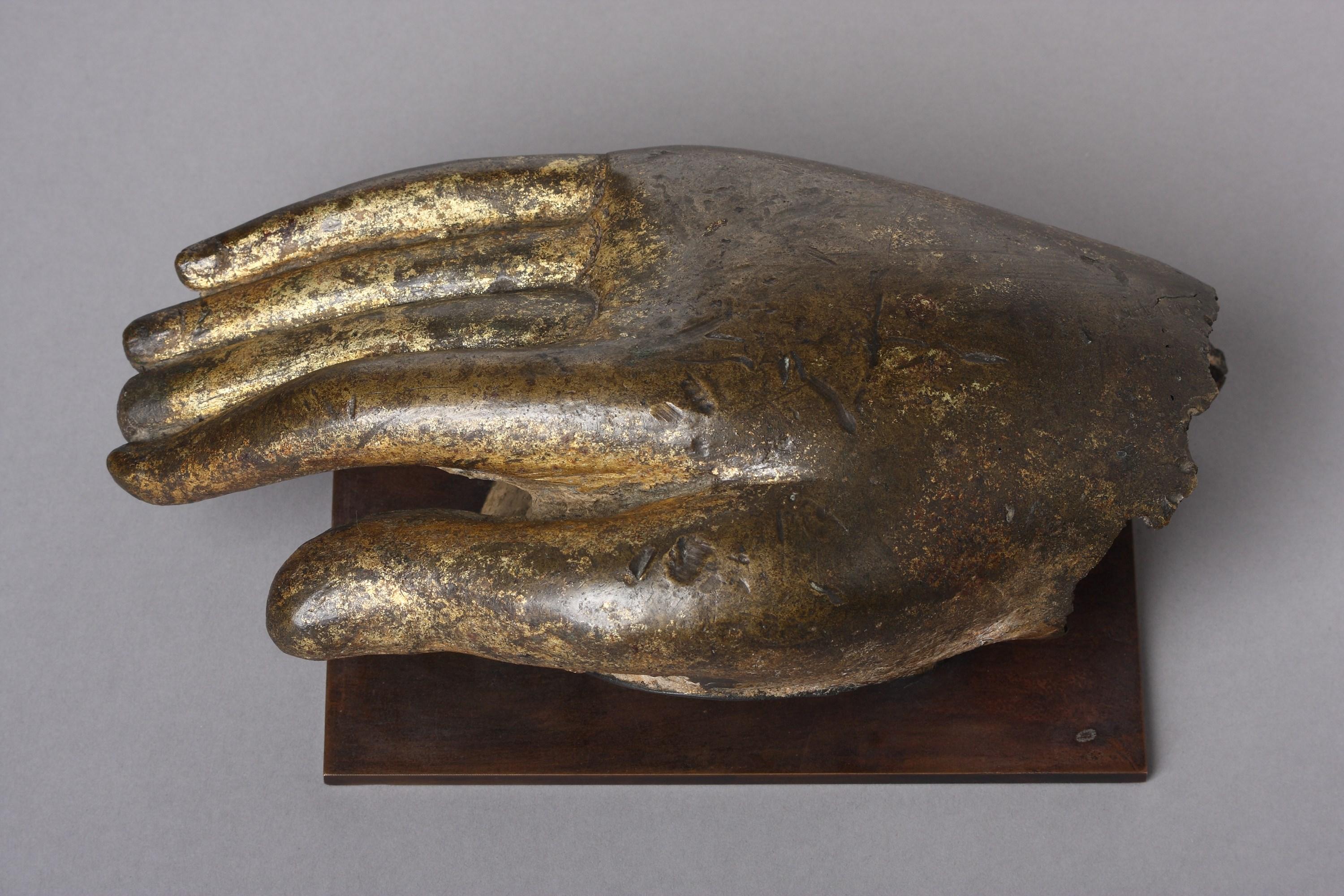 Chinese A Heavy Cast Gilded Bronze Right Hand of the Buddha Shakyamuni For Sale