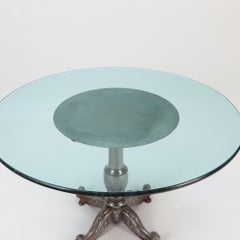 Heavy Cast Iron Table with Round Glass Top