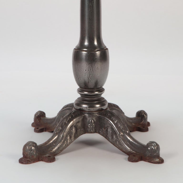 Heavy Cast Iron Table with Round Glass Top For Sale at 1stDibs