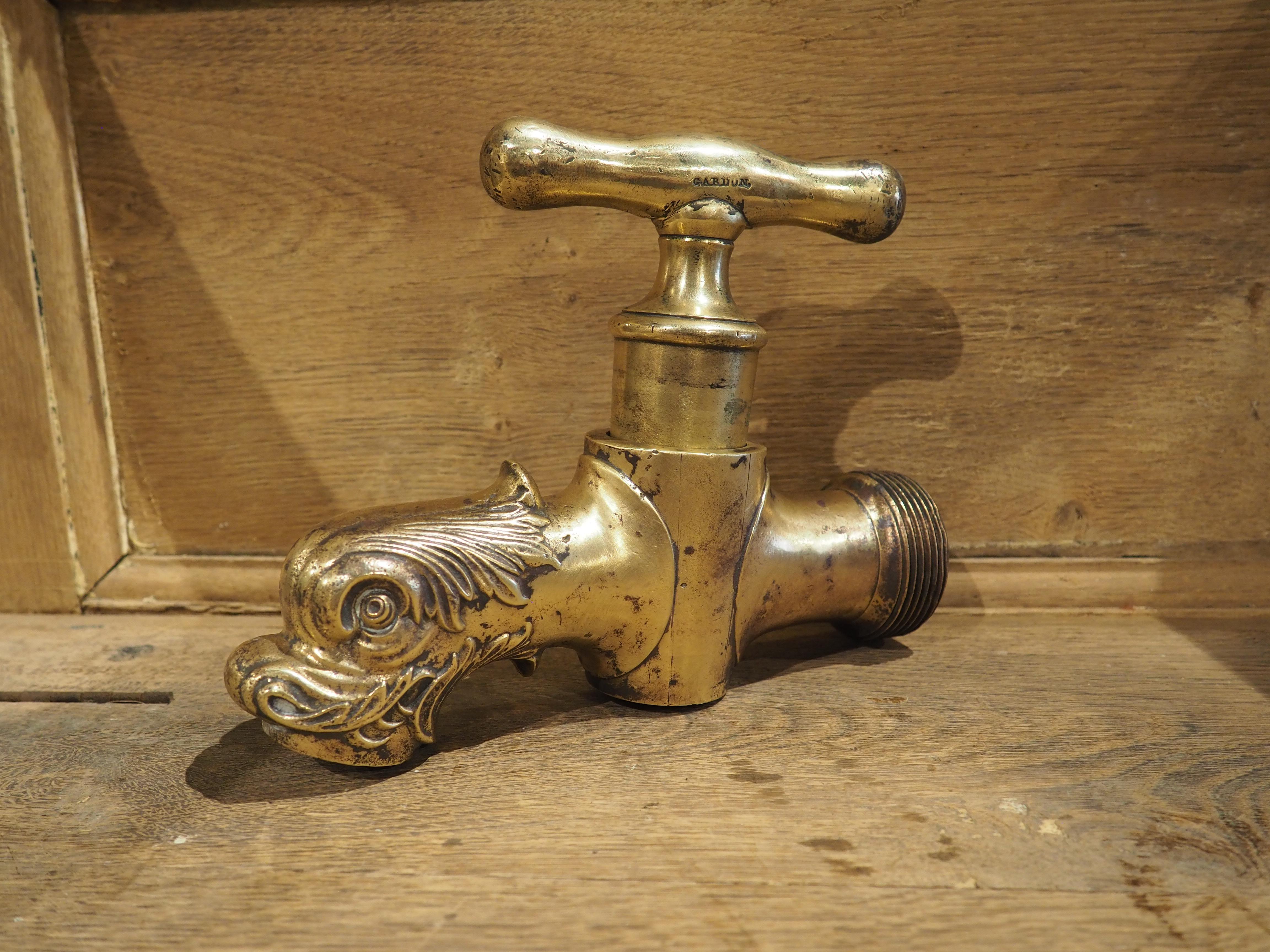 A Heavy Circa 1850 French Gilt Bronze Dolphin Form Fountain Spout For Sale 6