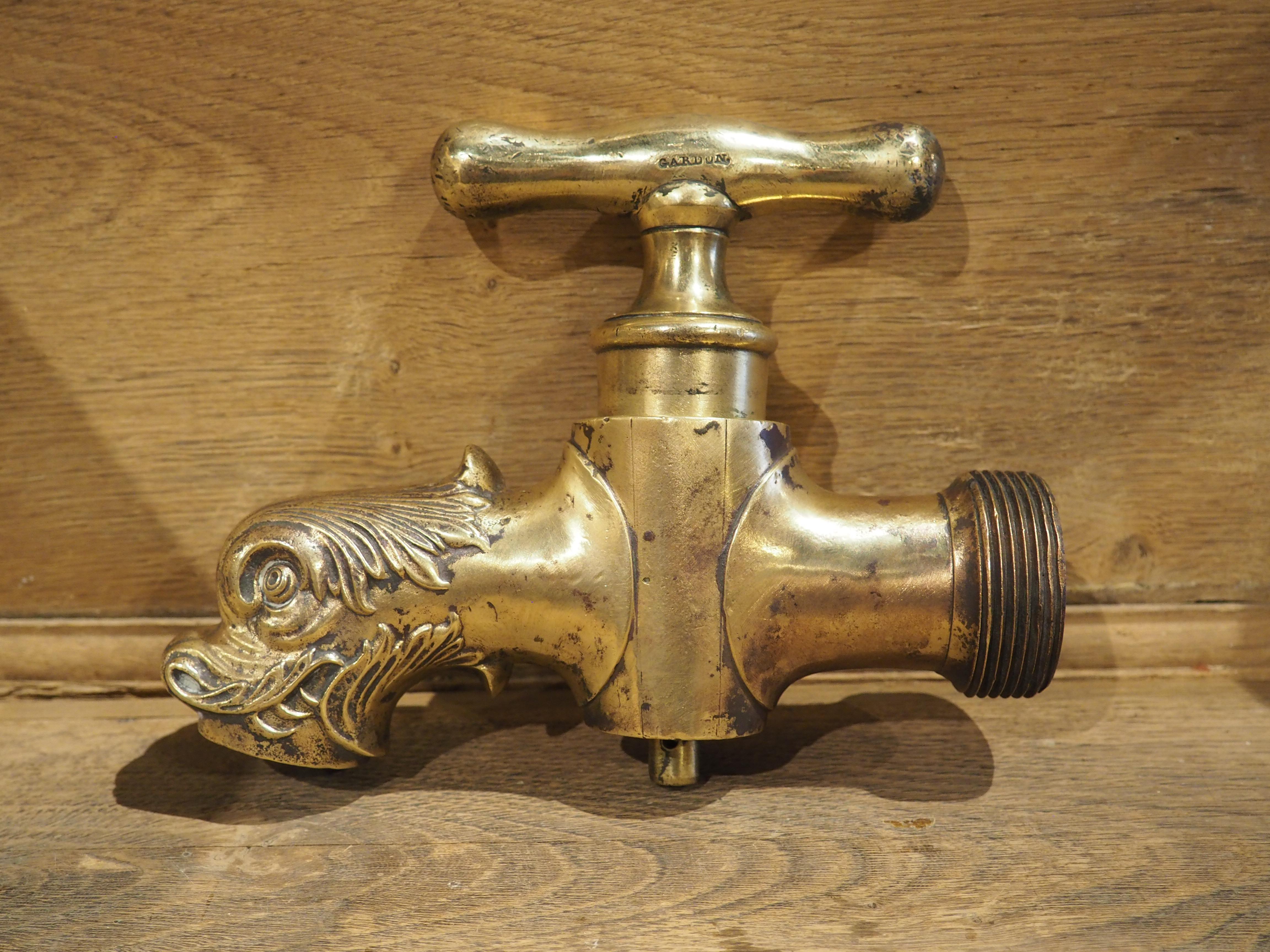 A Heavy Circa 1850 French Gilt Bronze Dolphin Form Fountain Spout For Sale 7