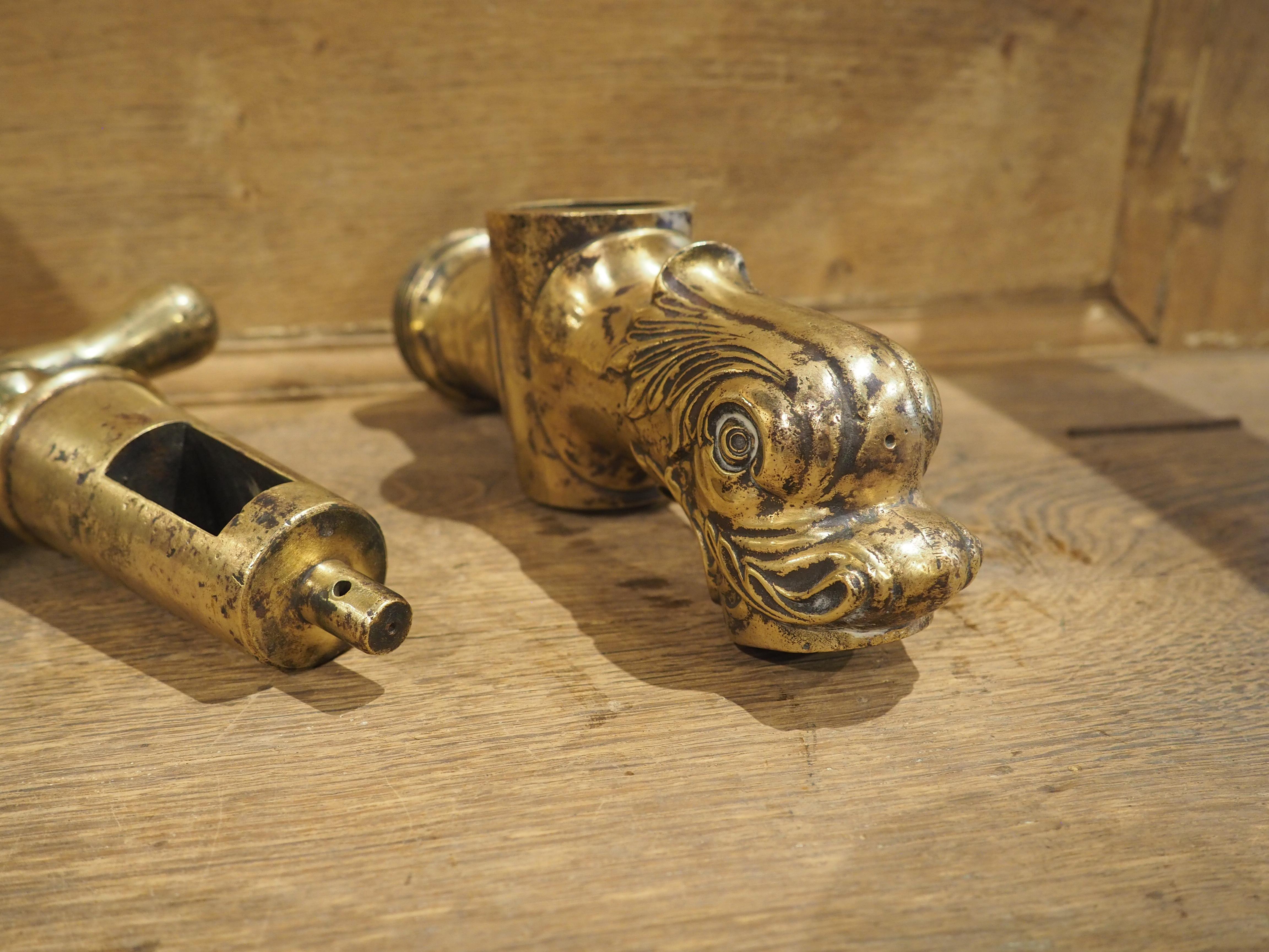 A Heavy Circa 1850 French Gilt Bronze Dolphin Form Fountain Spout For Sale 4