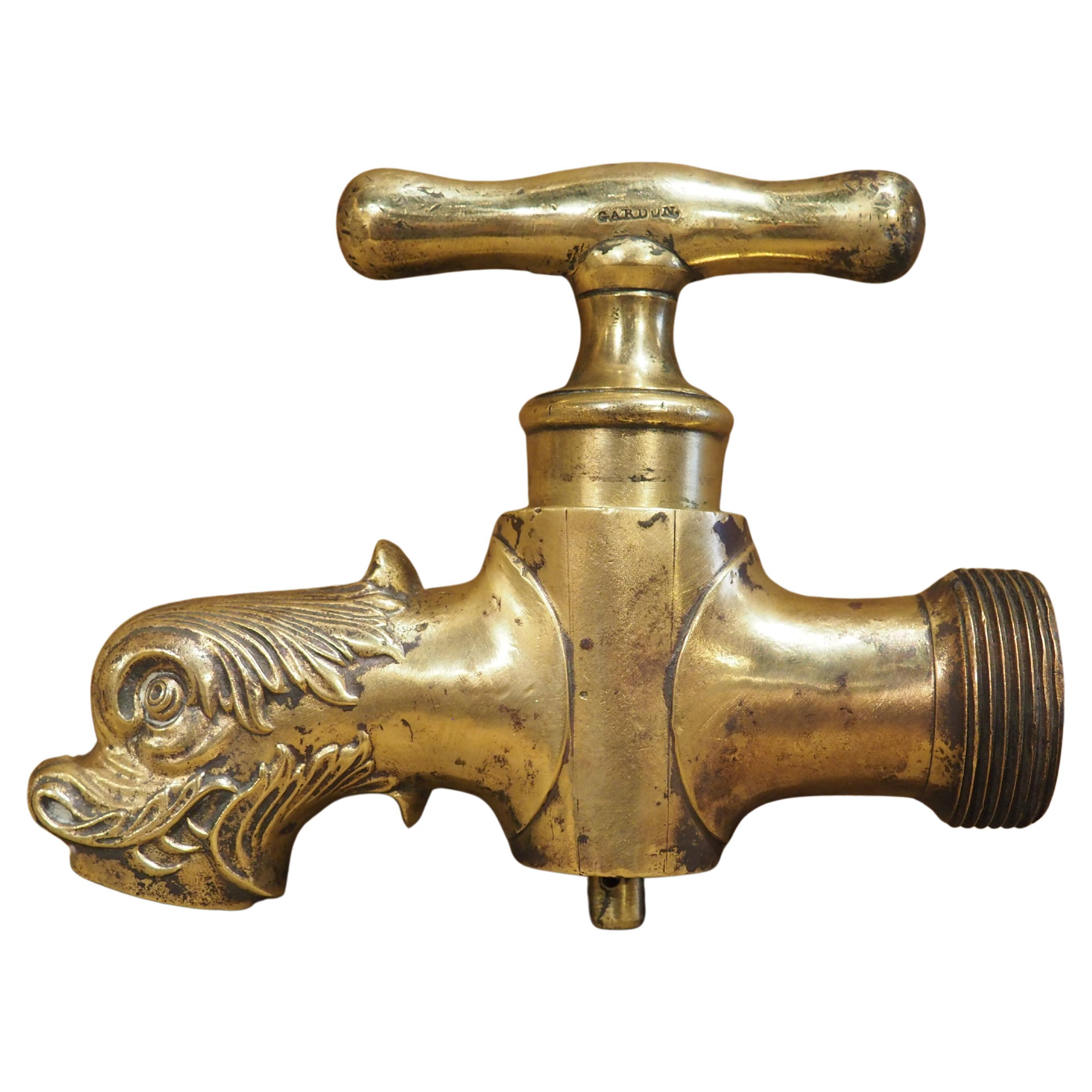A Heavy Circa 1850 French Gilt Bronze Dolphin Form Fountain Spout (bec de fontaine en forme de dauphin)