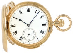 Heavy English 18ct Yellow Gold Full Hunter Keyless Lever Minute Repeater Pocke
