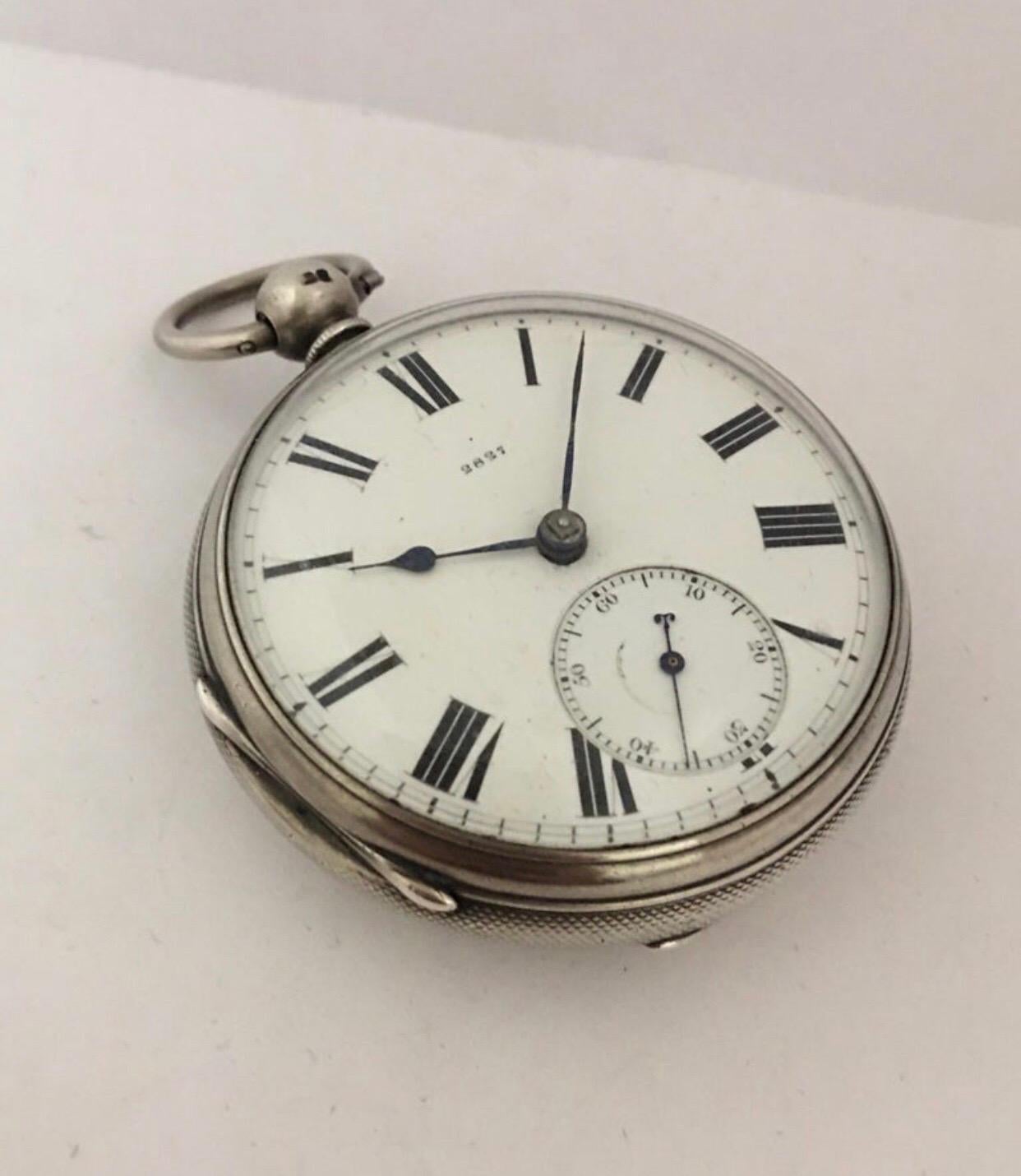 Heavy English Lever Fusee Silver Engine Turned Case Pocket Watch, circa 1866 8