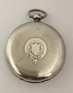 Heavy English Lever Fusee Silver Engine Turned Case Pocket Watch, circa 1866