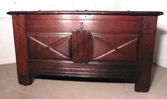 Heavy French Oak Coffer, Gothic Style, Panelled Design, 1800s