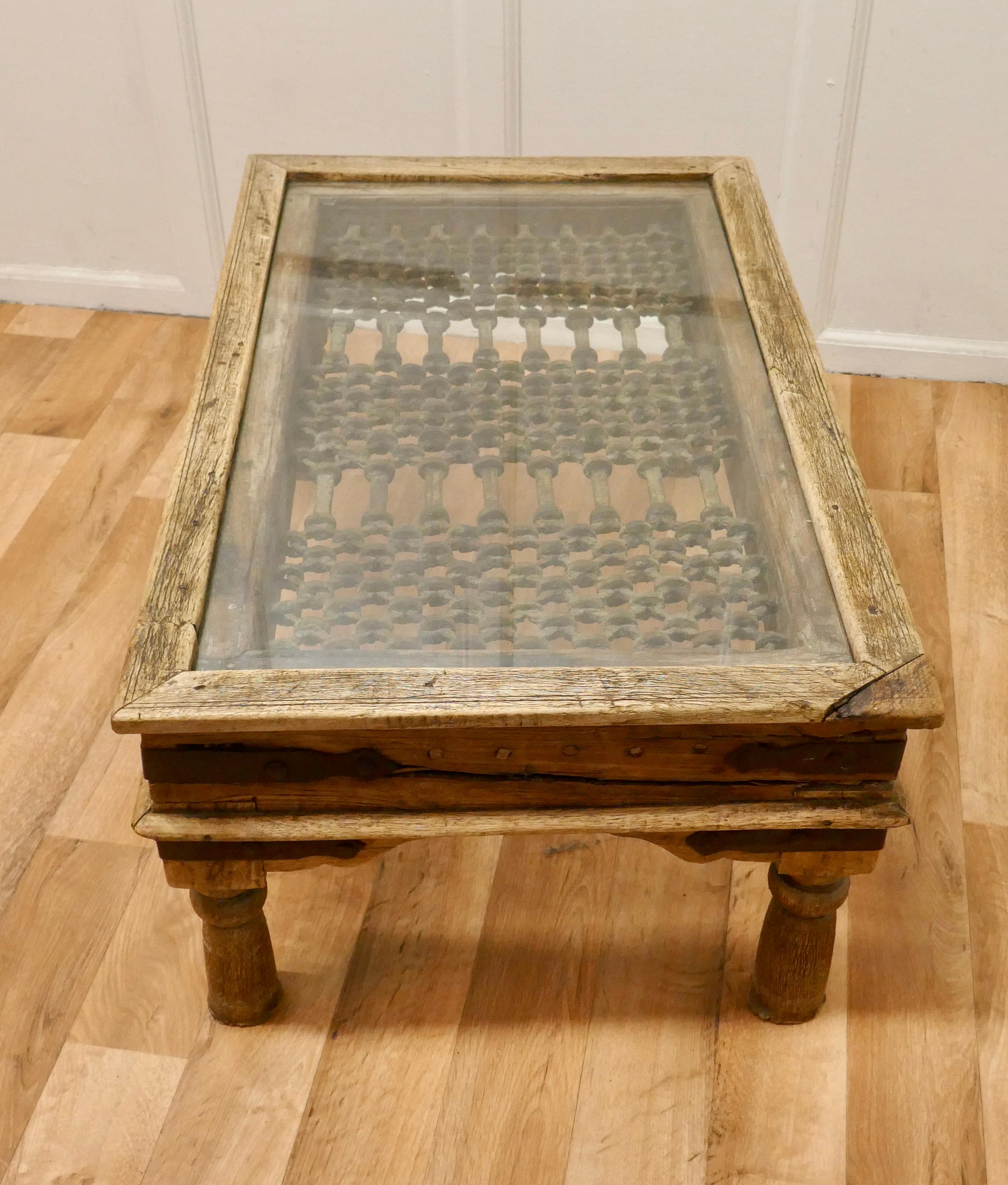 Heavy North African Coffee Table with Inset Iron Grill For Sale 3