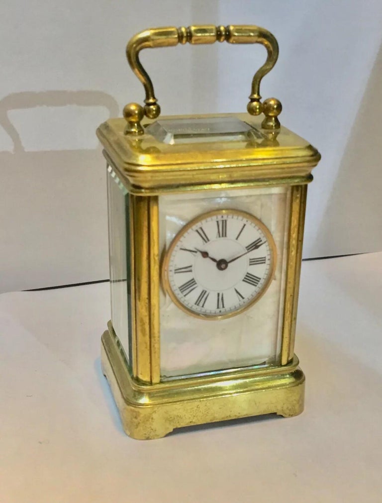 Henri Jacot Mother of Pearl Miniature Carriage Clock, circa1800s For