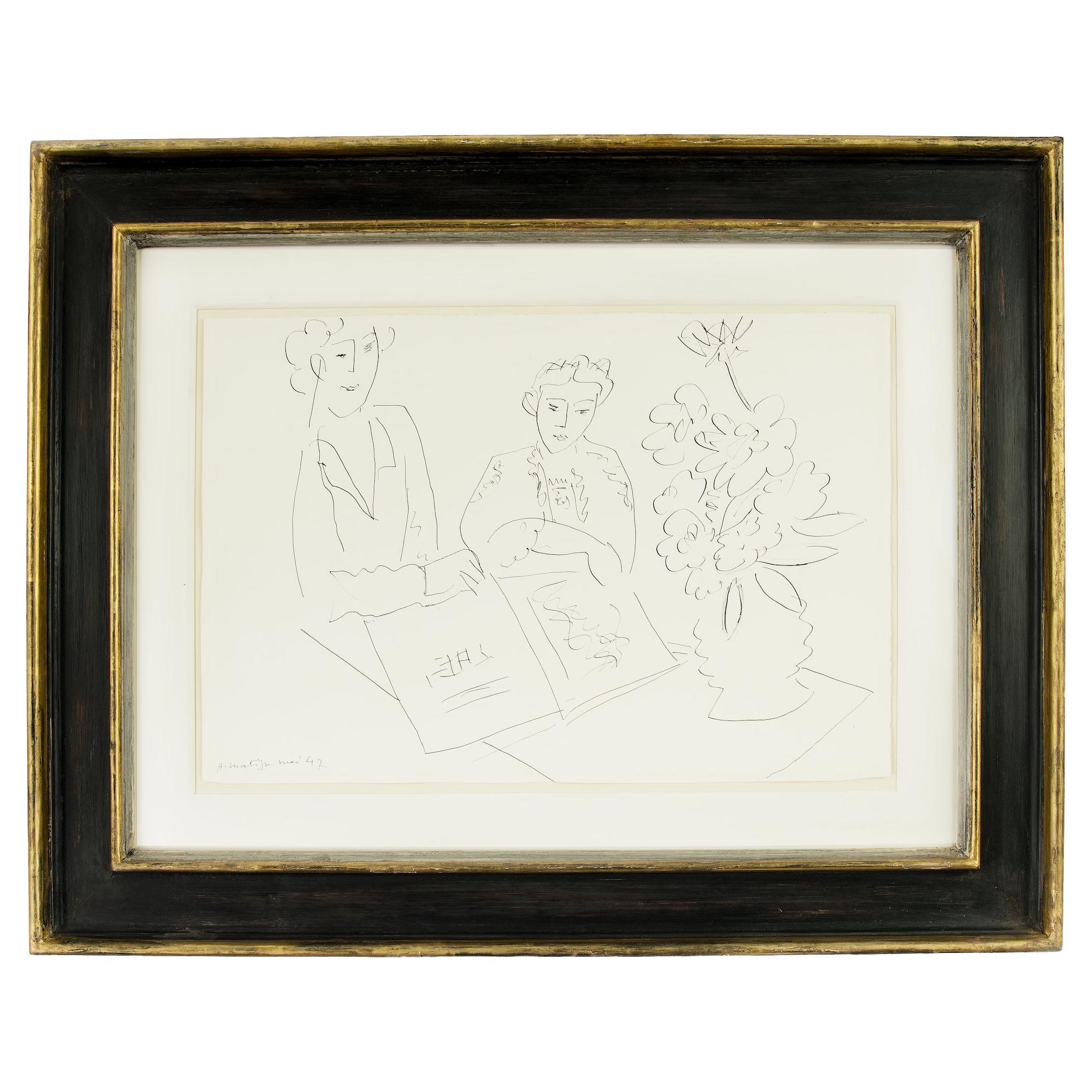 Caricatures of Eero Saarinen and Lilian Swann Saarinen at 1stDibs