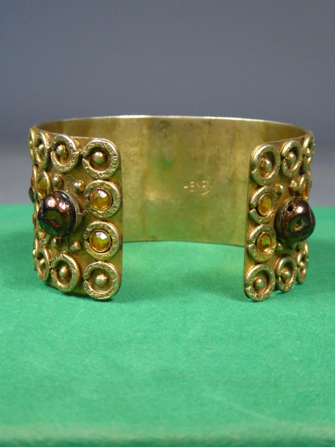 Retro A Henry Perichon Bracelet in Brass and Pearls for Haute Couture Circa 1960 For Sale