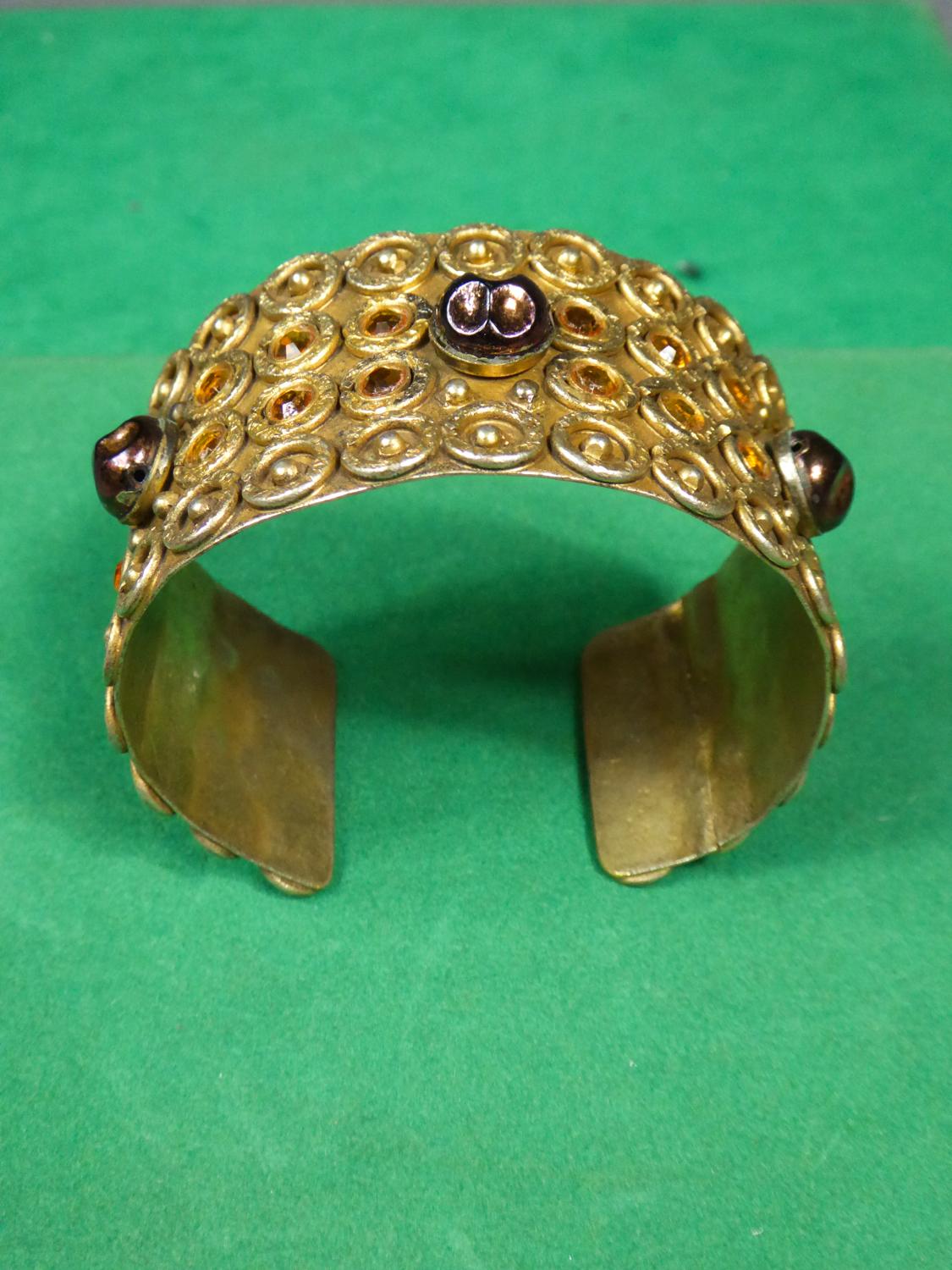 Women's A Henry Perichon Bracelet in Brass and Pearls for Haute Couture Circa 1960 For Sale