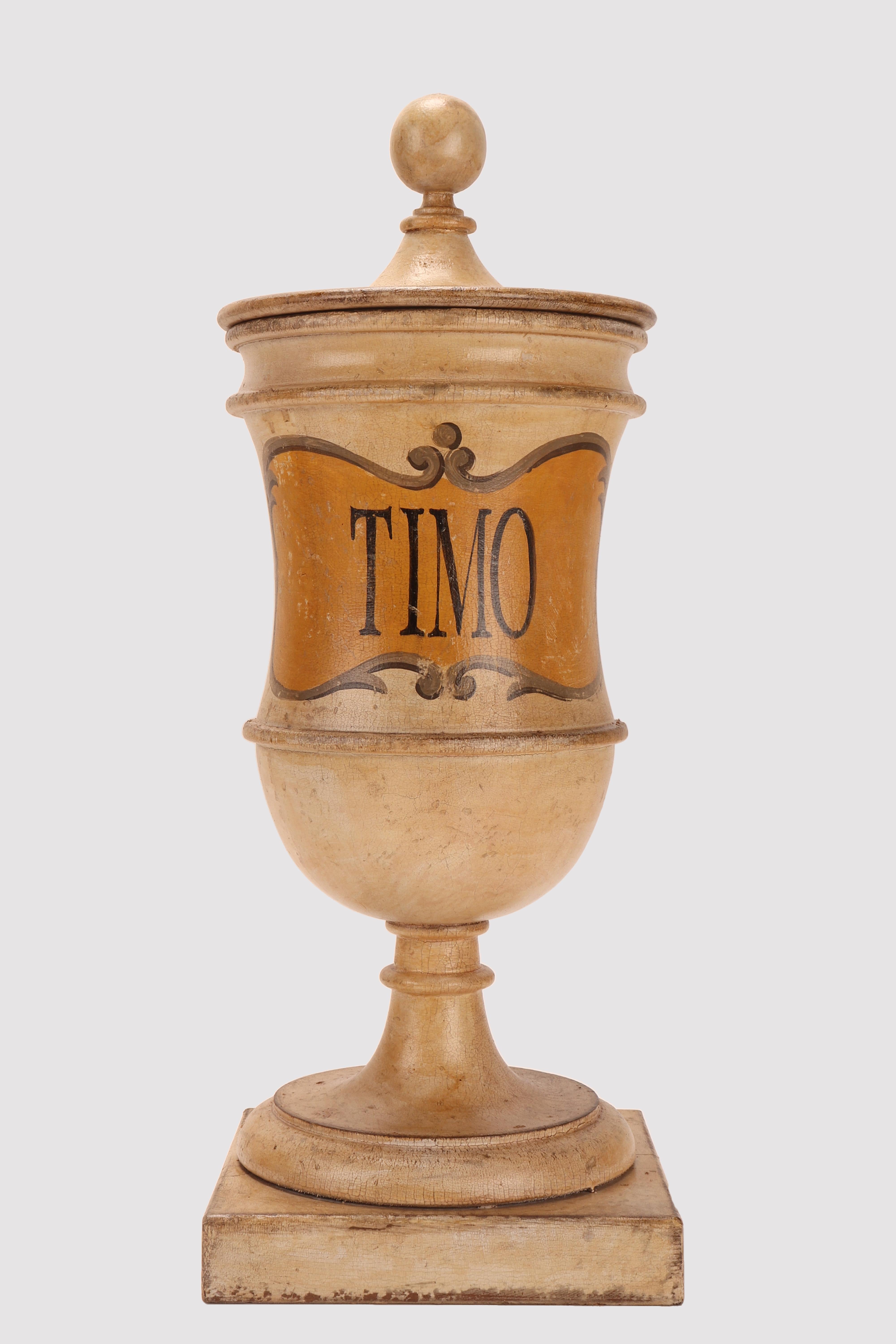 Herbalist Pharmacy Wooden Jars, Italy 1870 For Sale 4