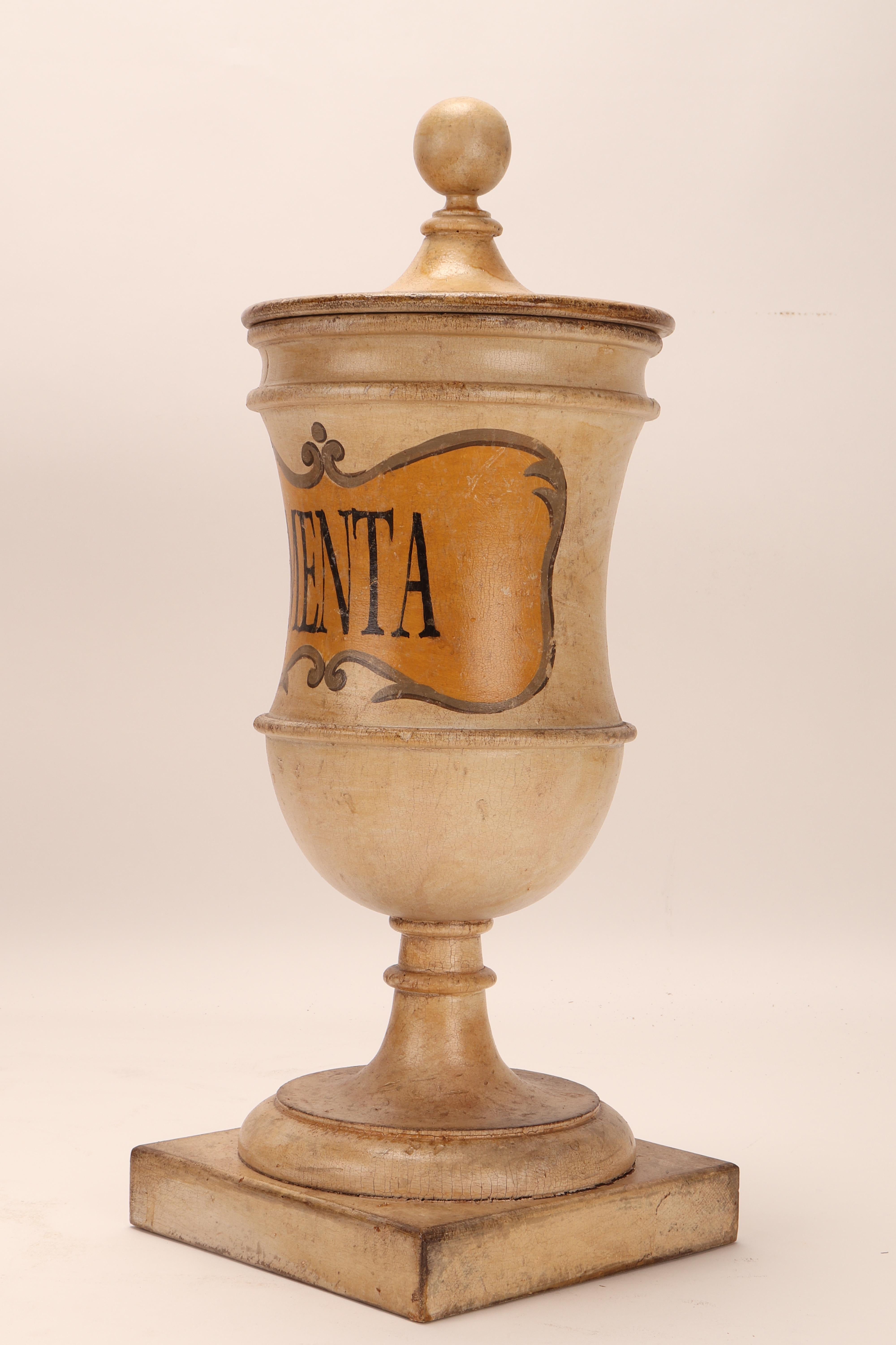 Herbalist Pharmacy Wooden Jars, Italy 1870 For Sale 6