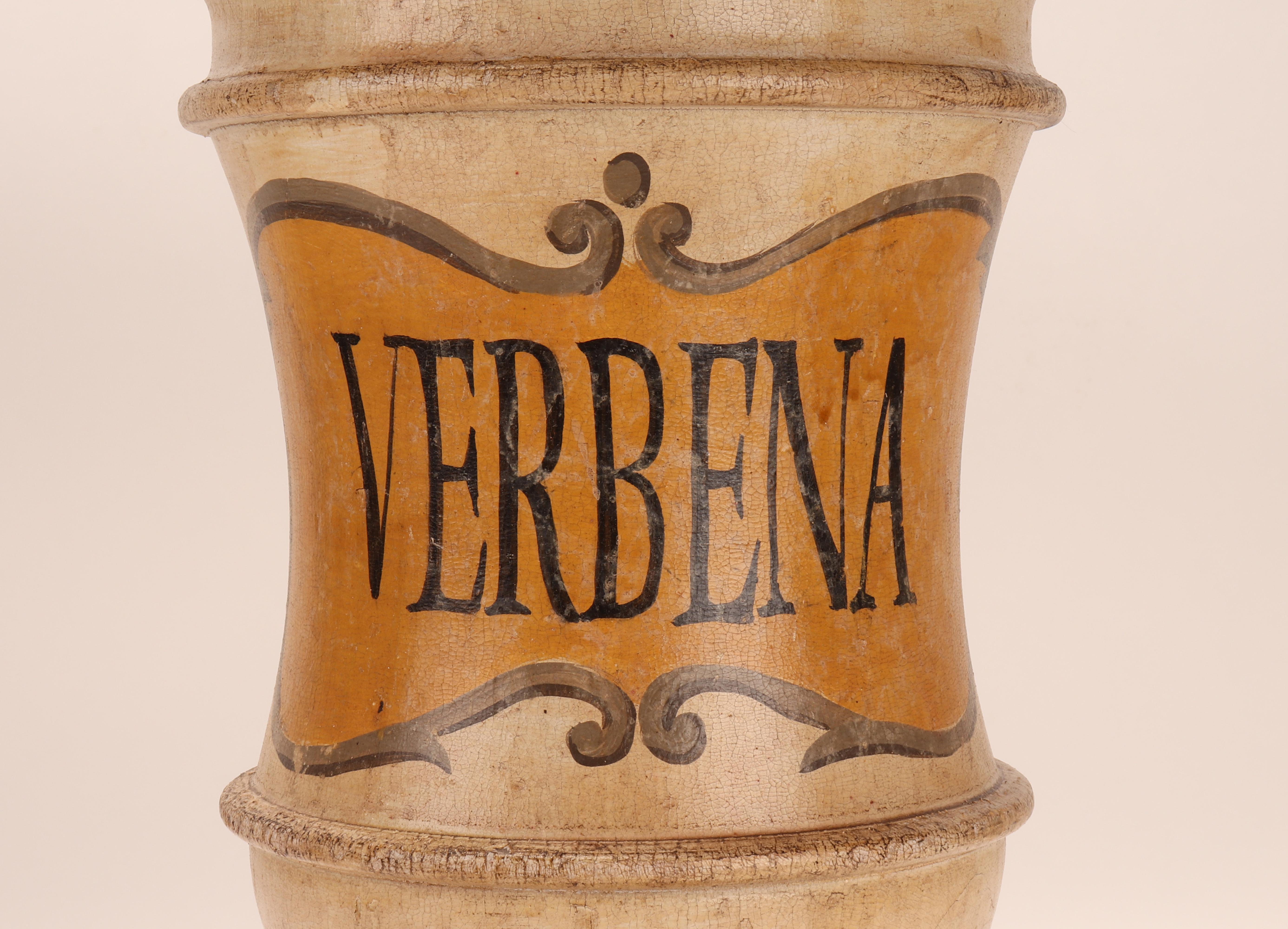 19th Century Herbalist Pharmacy Wooden Jars, Italy 1870 For Sale